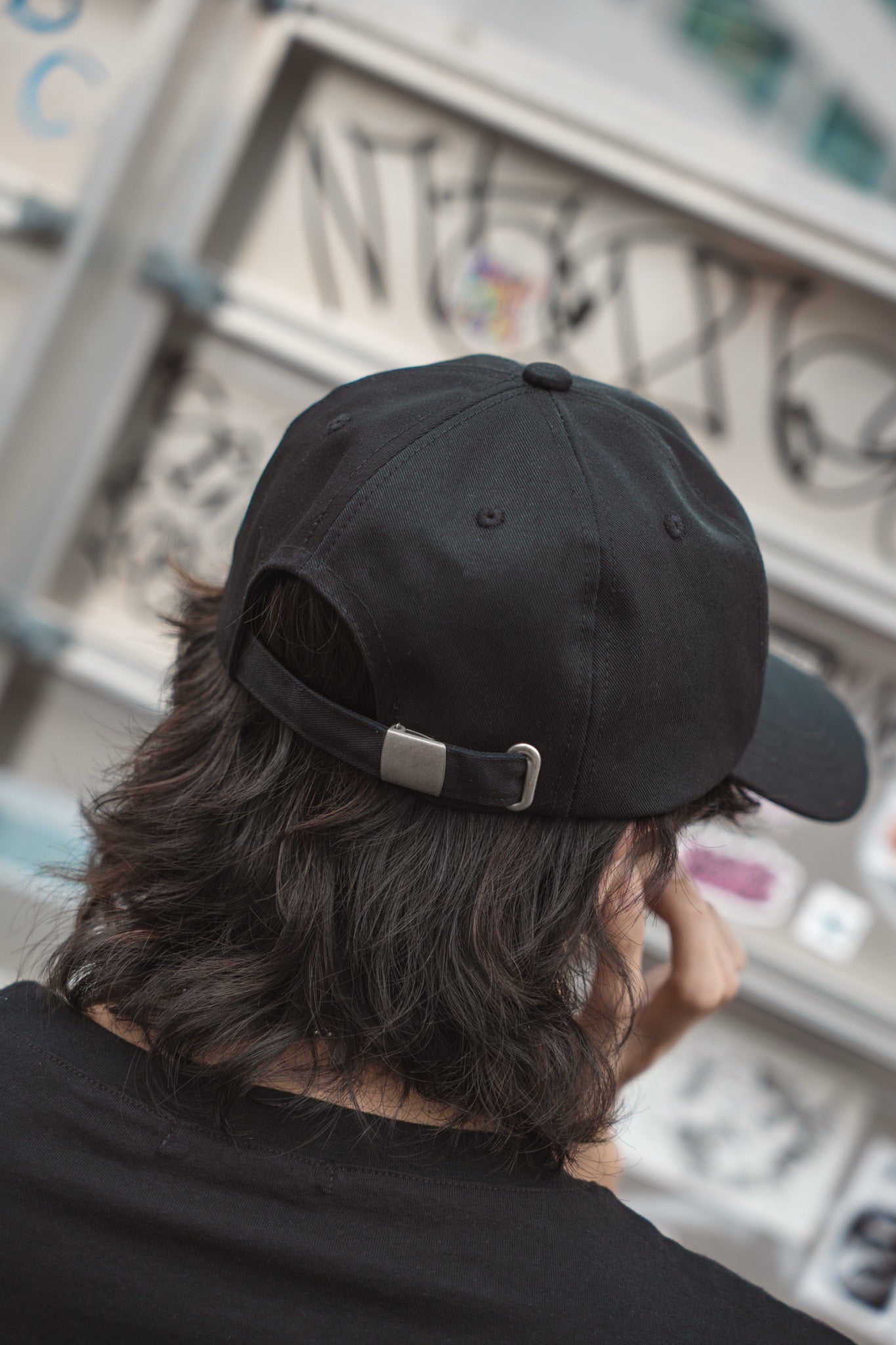 gibous gothic logo long bill cap black