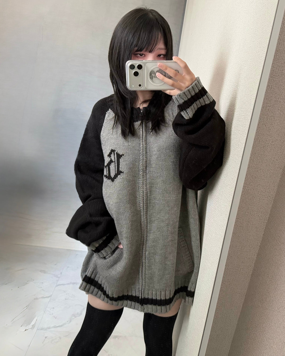 gibous G knit neck raglan knit jacket