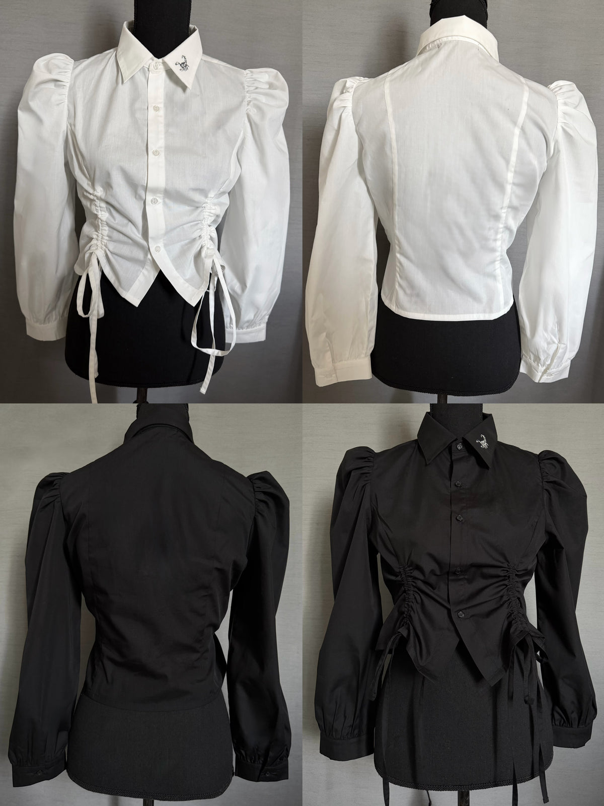 gibous scorpion puff sleeves shirt black