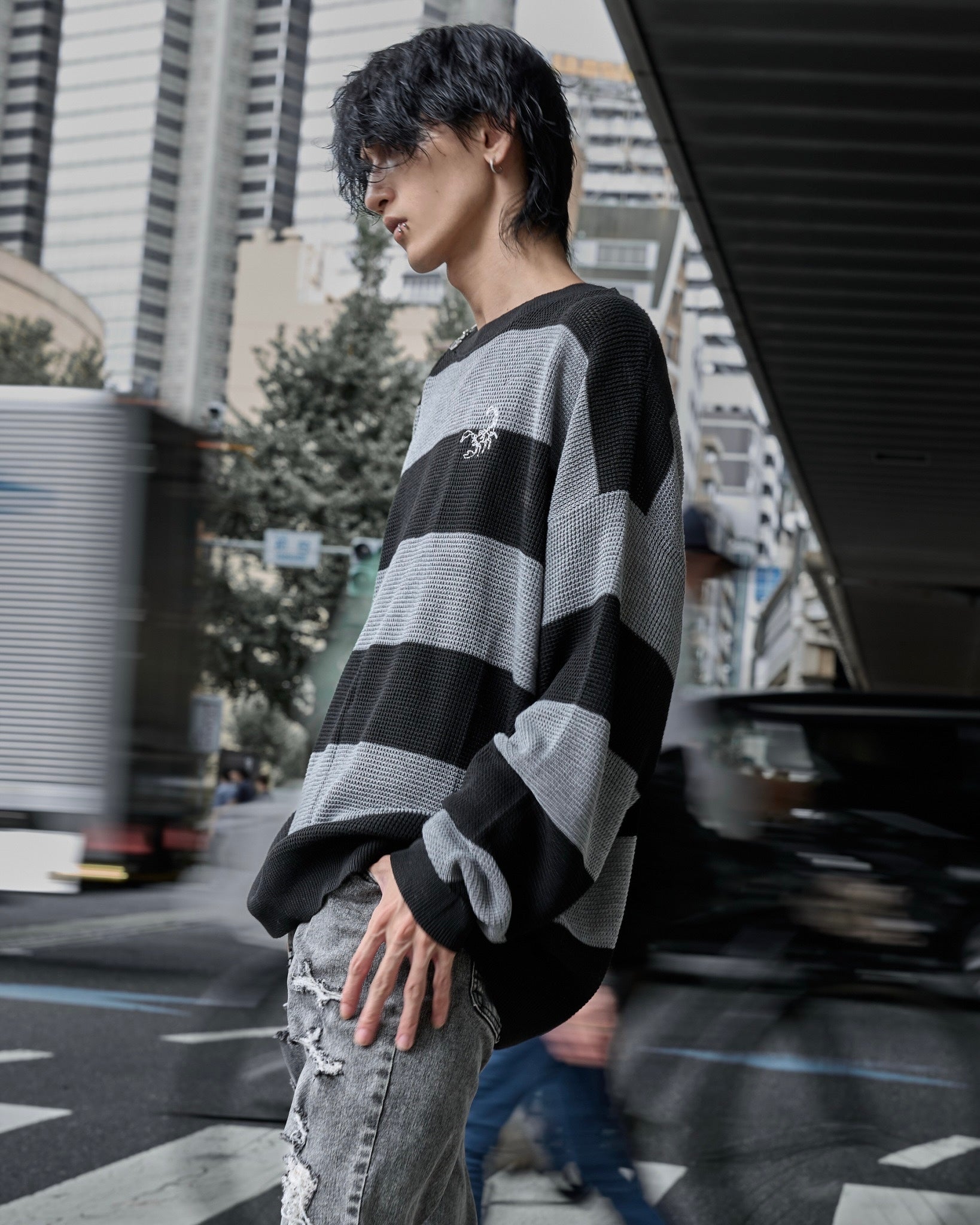 【再販】gibous scorpion mesh chuck border tops grey×black