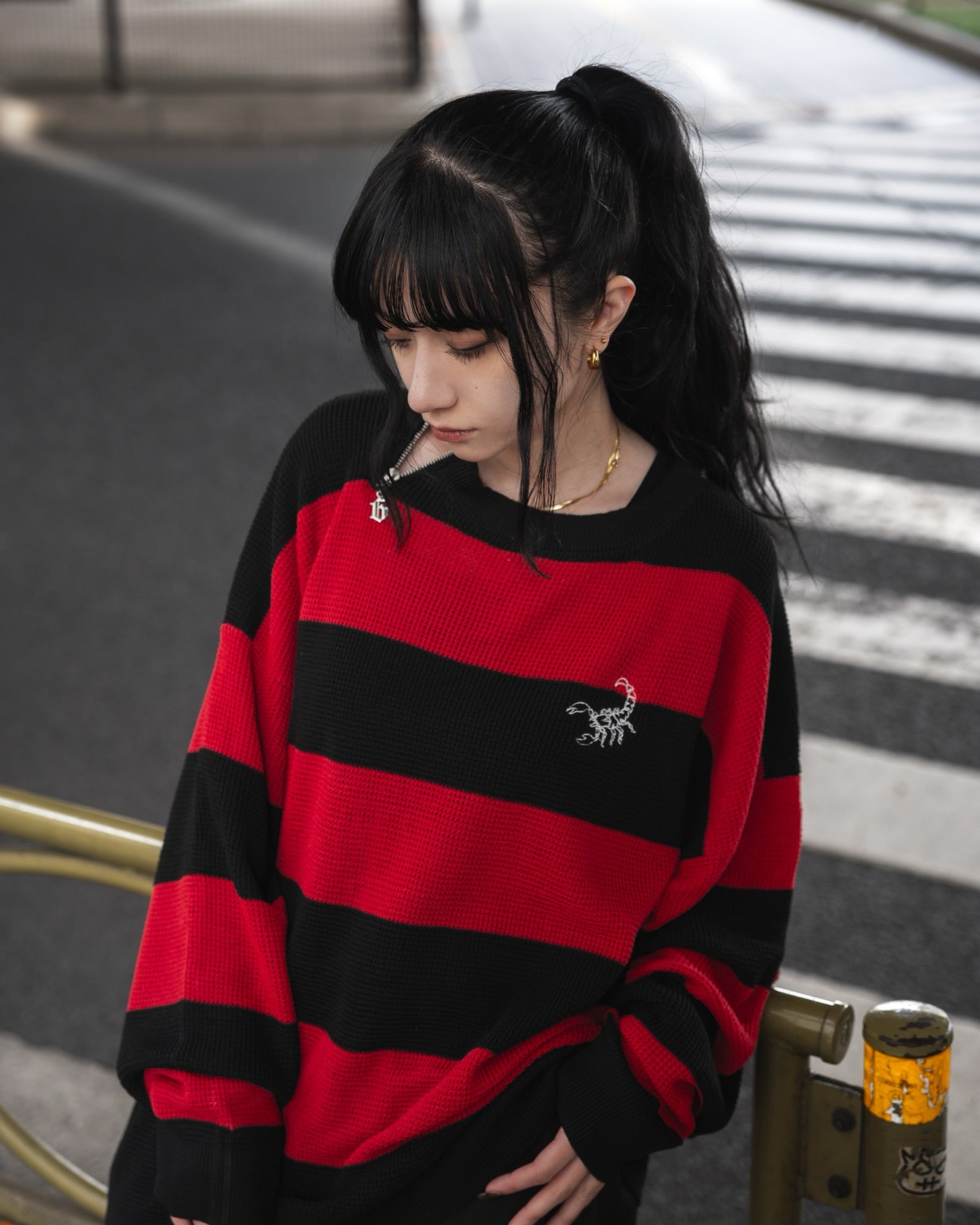 【再販】gibous scorpion mesh chuck border tops red×black