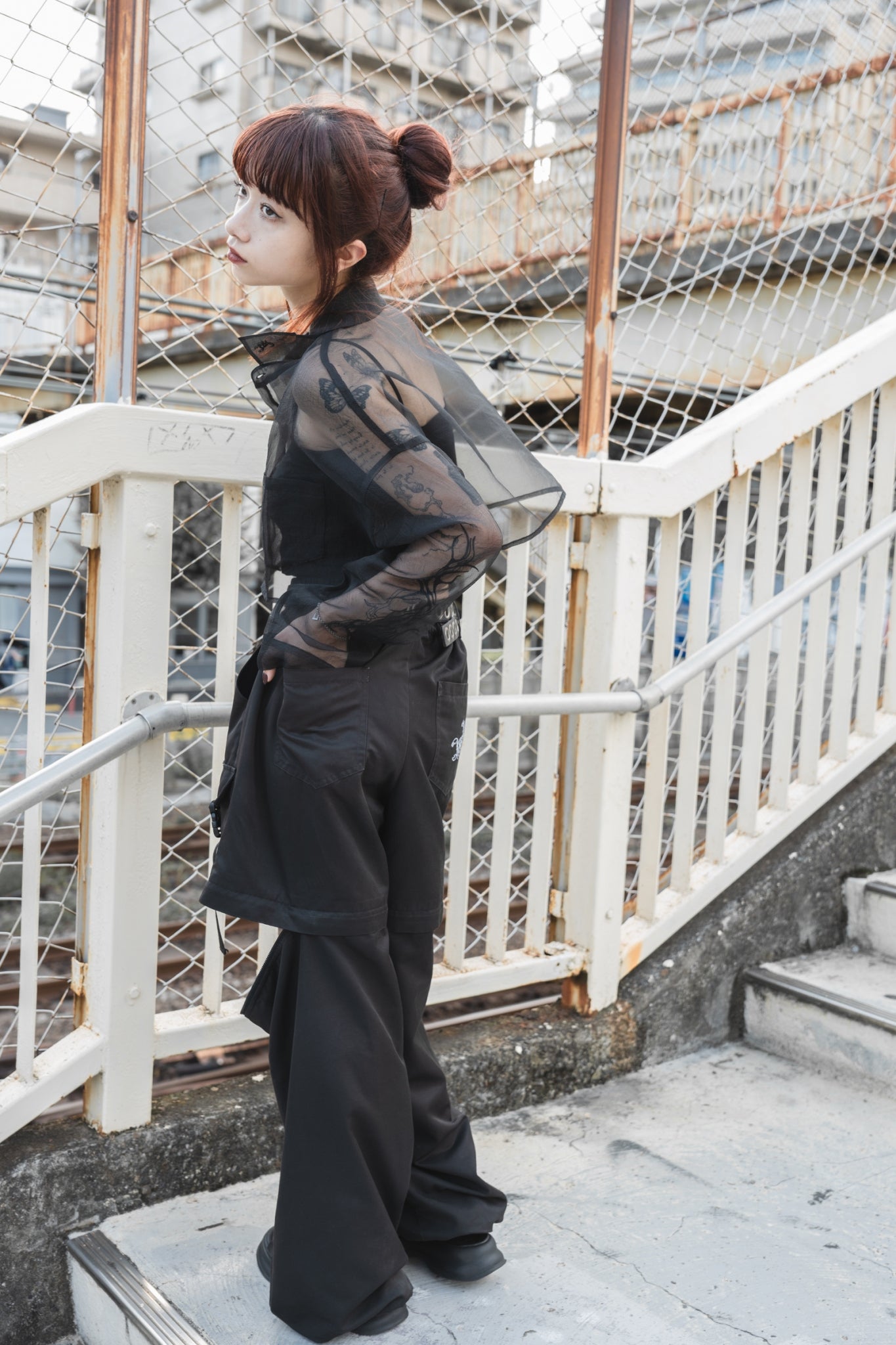 gibous tattoo sheer shirt short