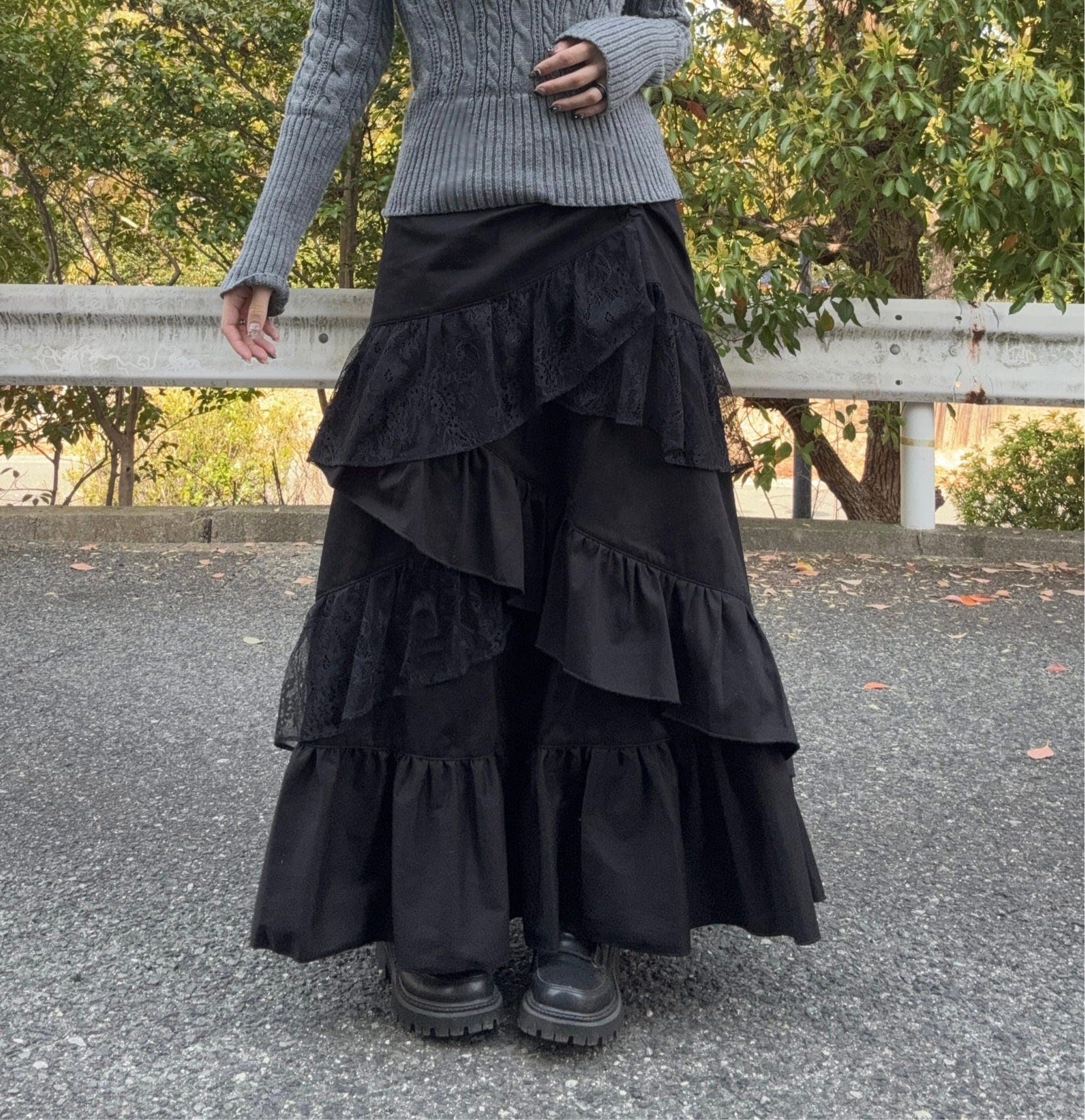 【再販】gibous frill lace long skirt