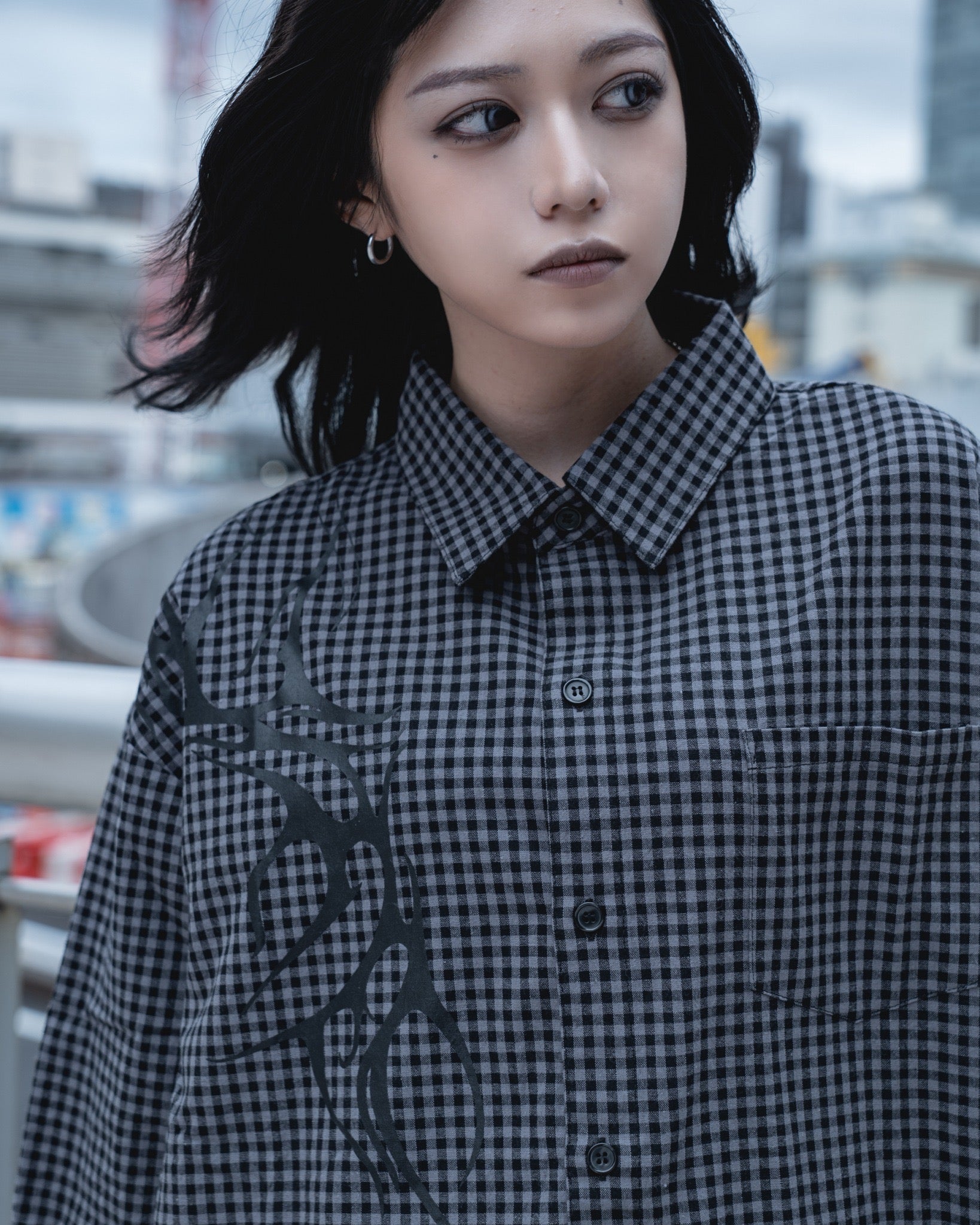 gibous check tribal snake cross shirt