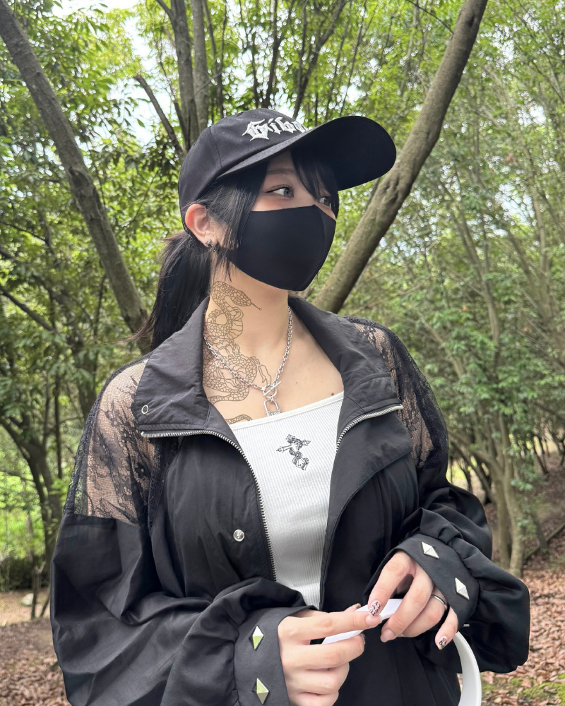 gibous gothic logo long bill cap black