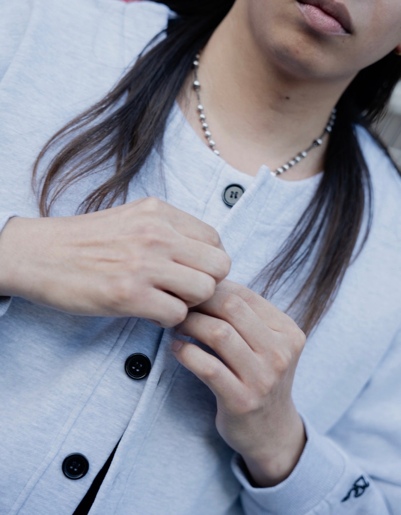 gibous×lhp sweat cardigan light gray