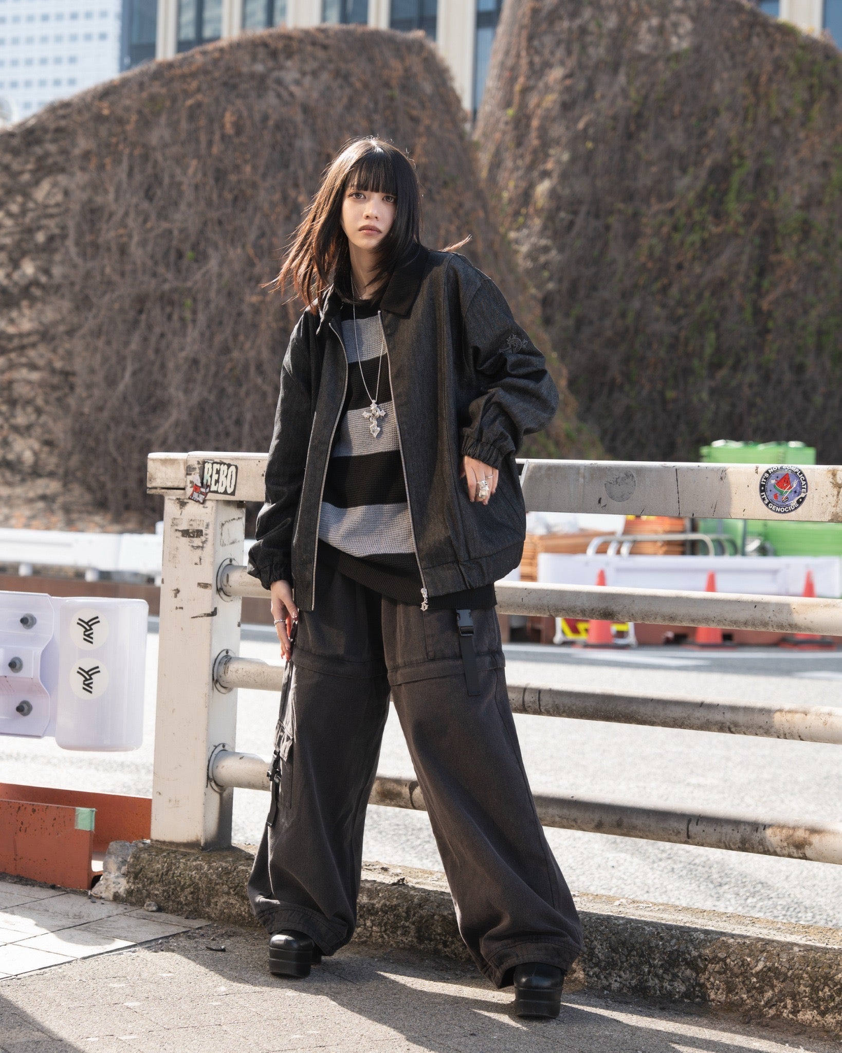 gibous snake cross corduroy denim jacket