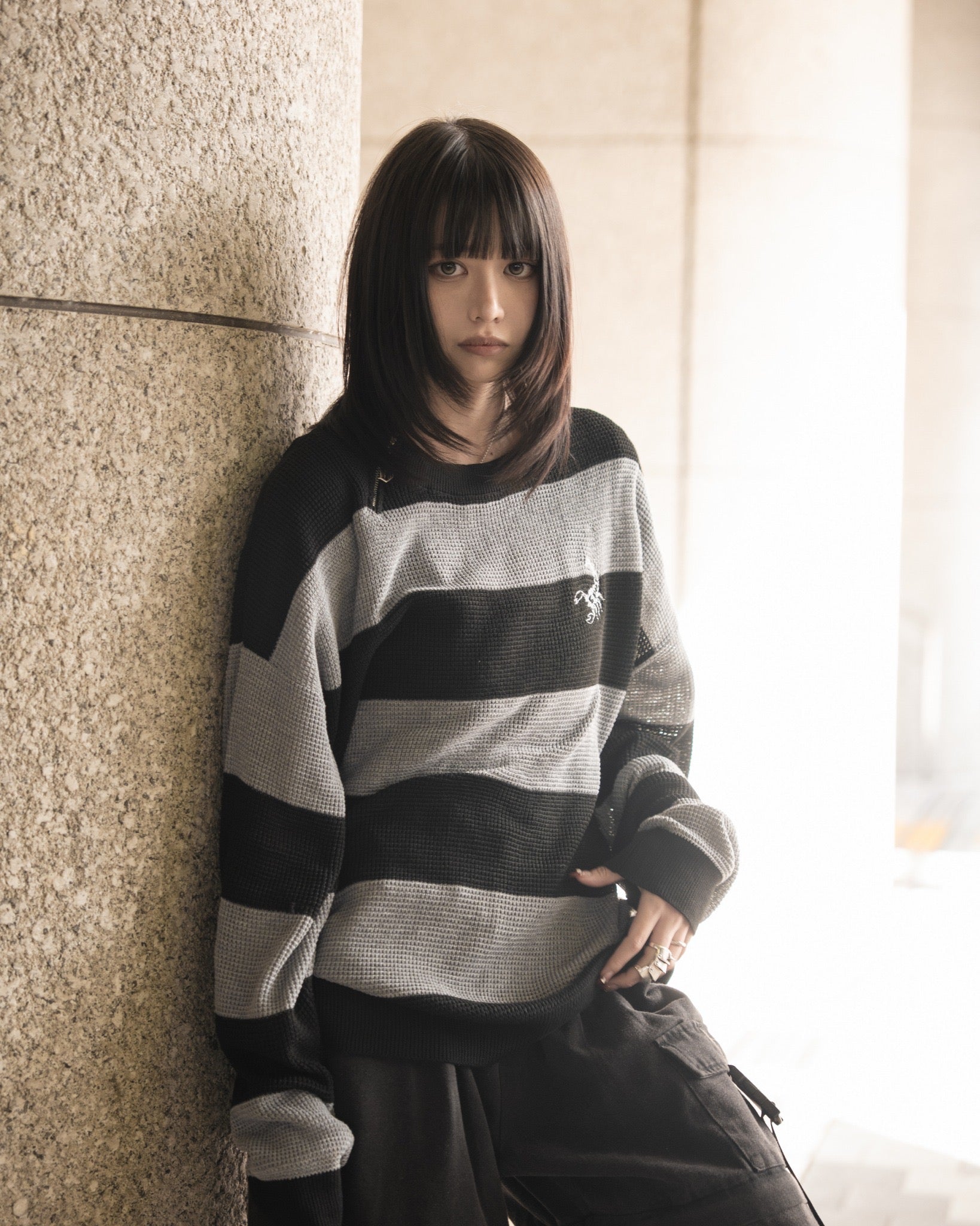 【再販】gibous scorpion mesh chuck border tops grey×black