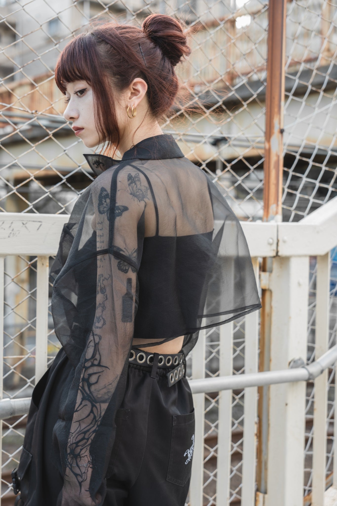 gibous tattoo sheer shirt short