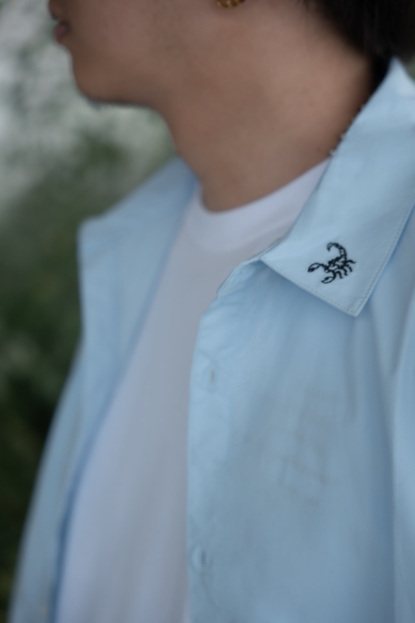 gibous scorpion short sleeve shirt blue
