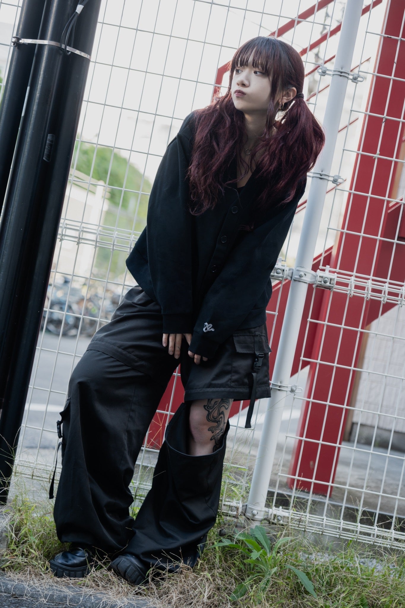 gibous×lhp sweat cardigan black
