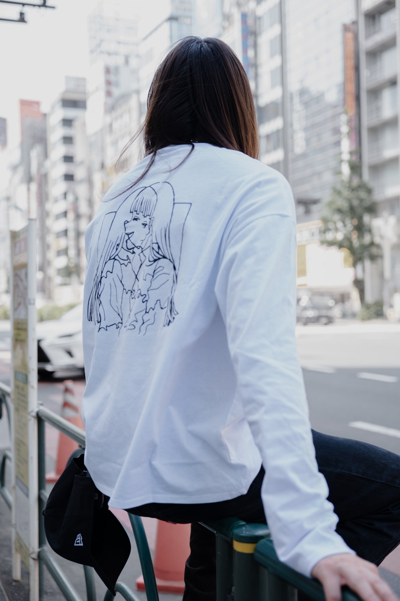 gibous×lhp twins girl long t shirt white