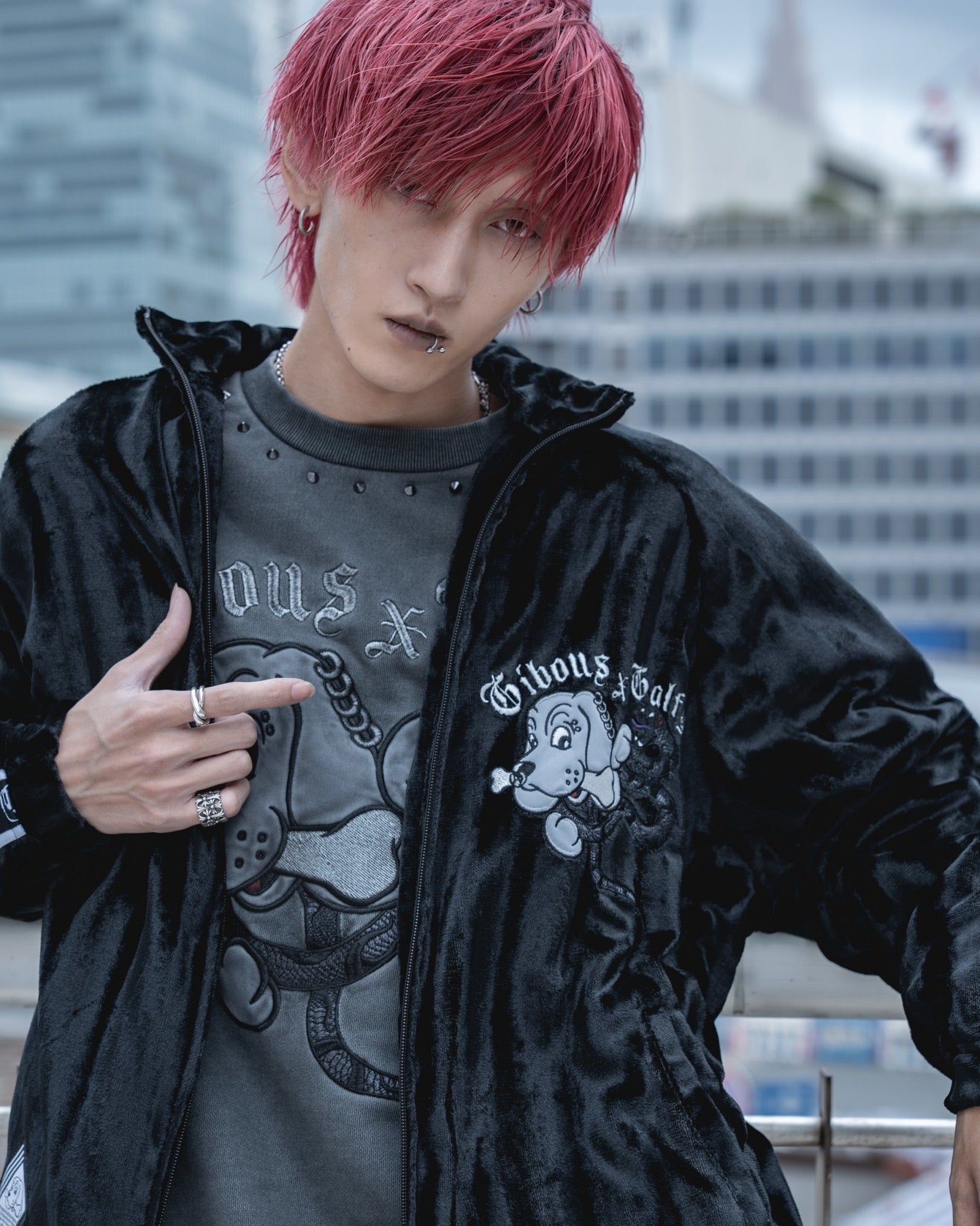 【受注生産】gibous×GALFY velour track jacket set up