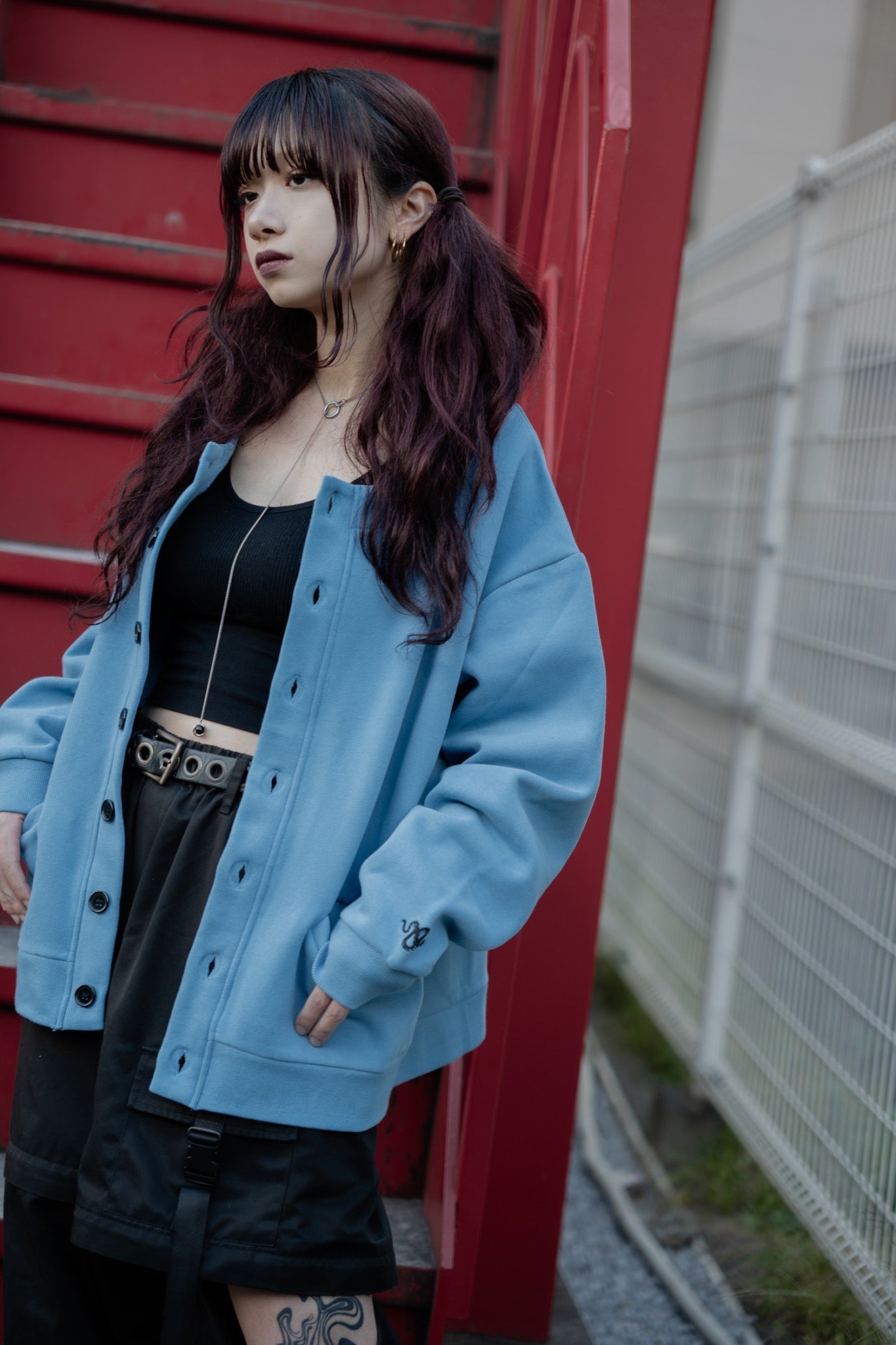 gibous×lhp sweat cardigan blue