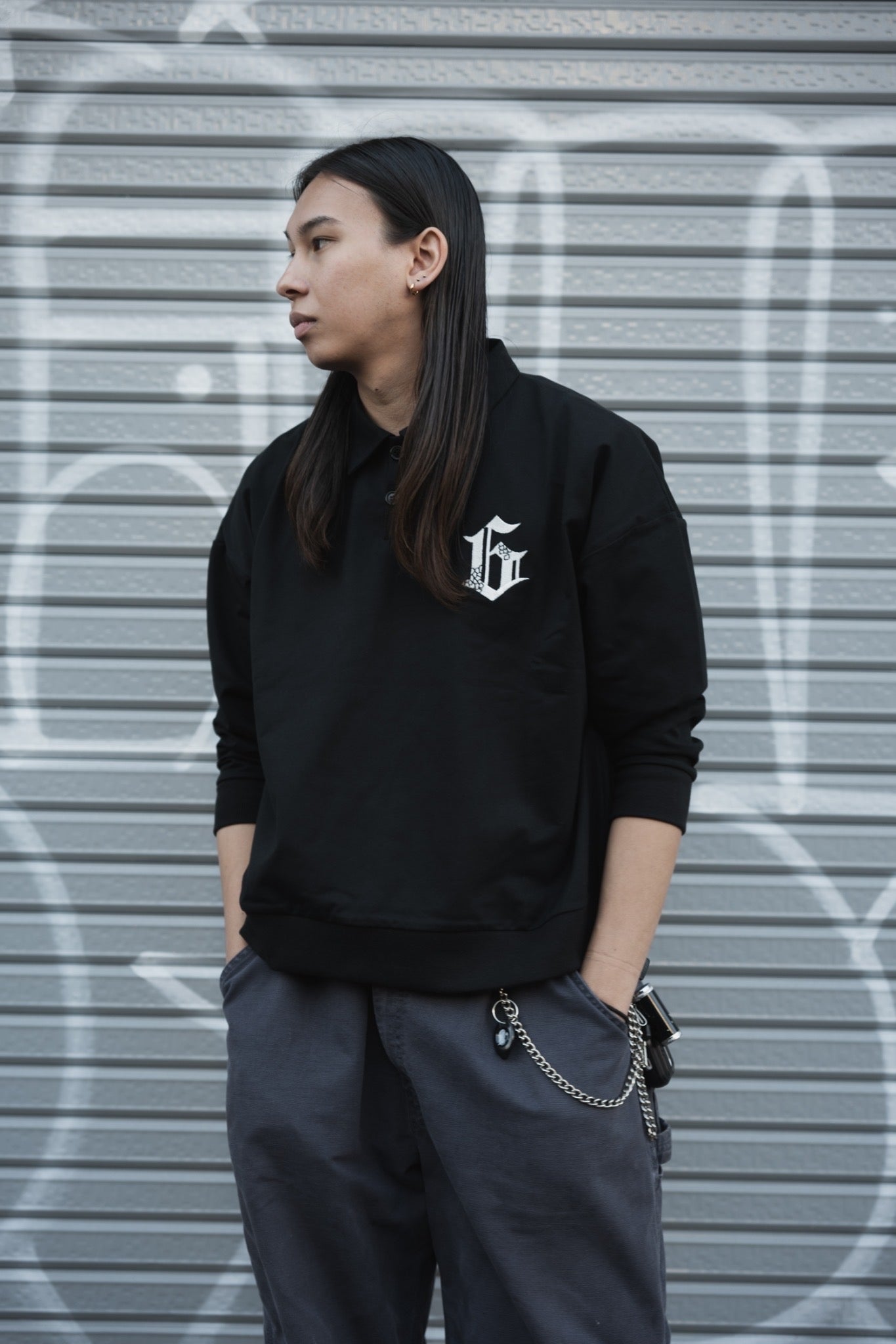gibous G sweatshirt polo black