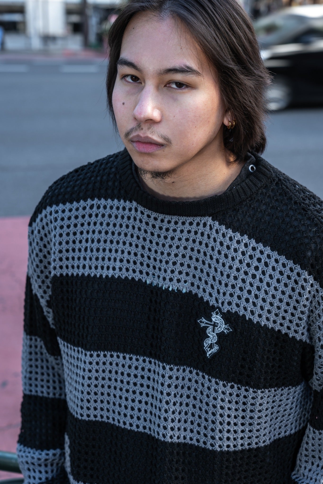 gibous snake cross border mesh knit
