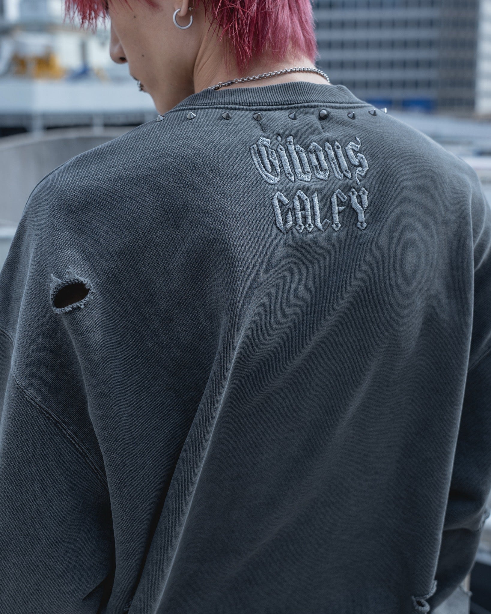 【受注生産】gibous×GALFY snake dog damage studs trainer ink black