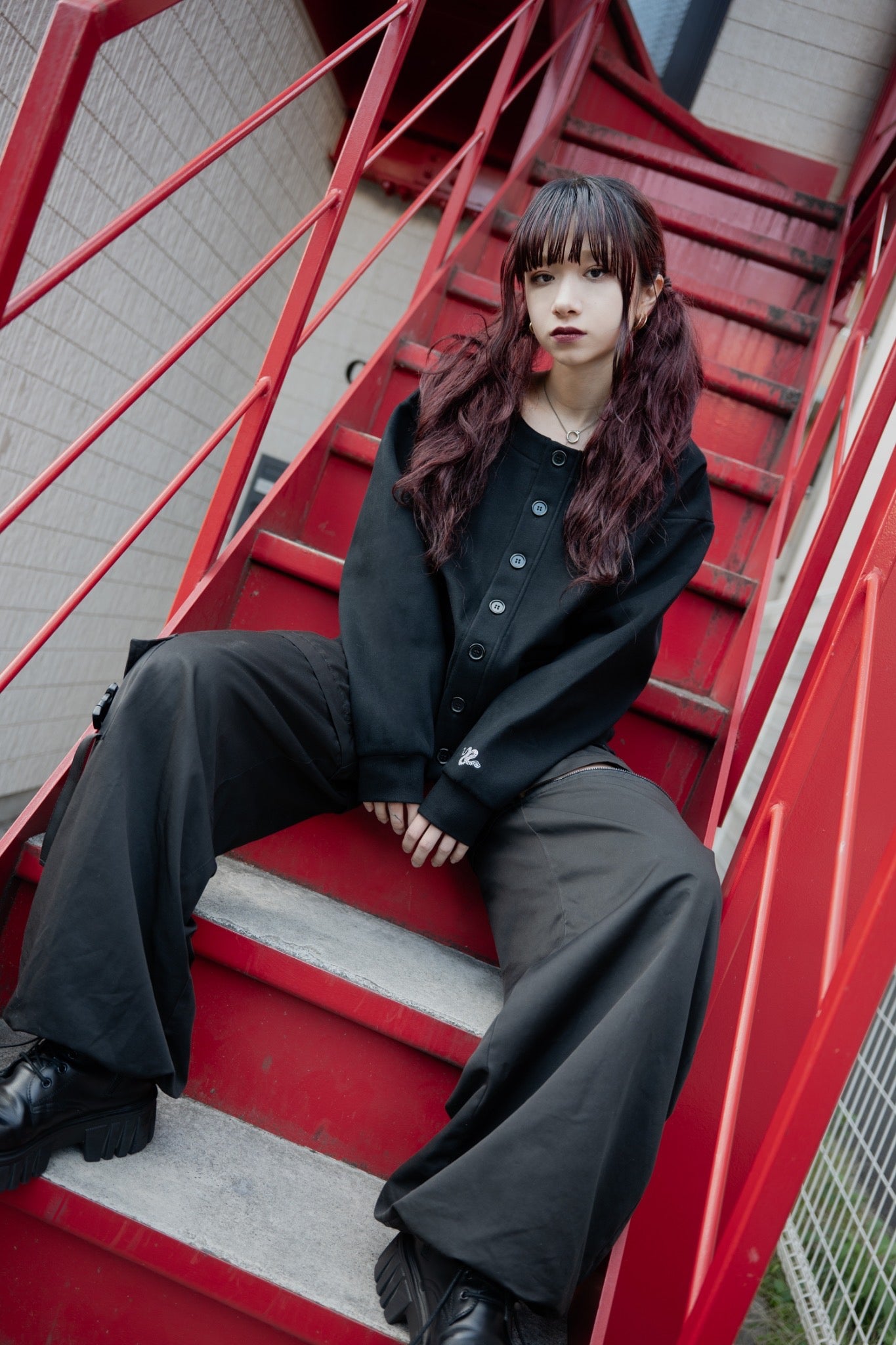 gibous×lhp sweat cardigan black
