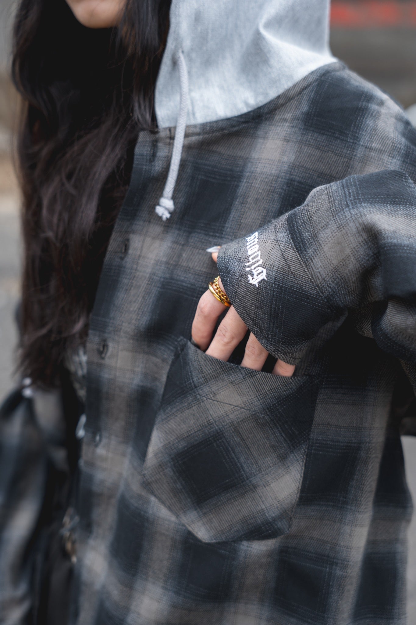 【再販】gibous snake scorpion check shirt hoodie