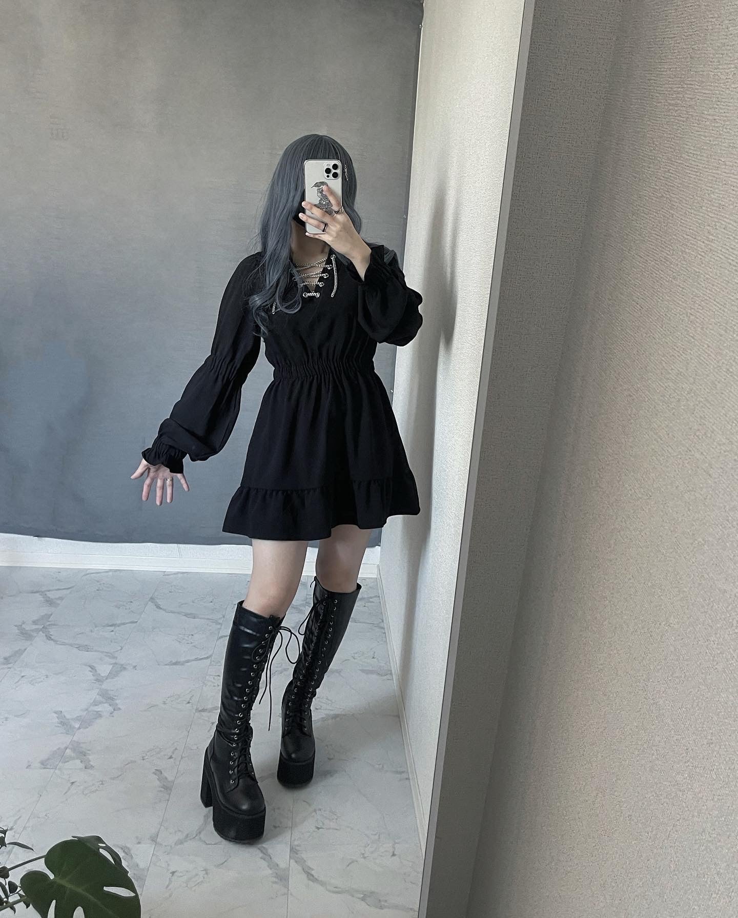 【再販】gibous chain puff sleeves onepiece