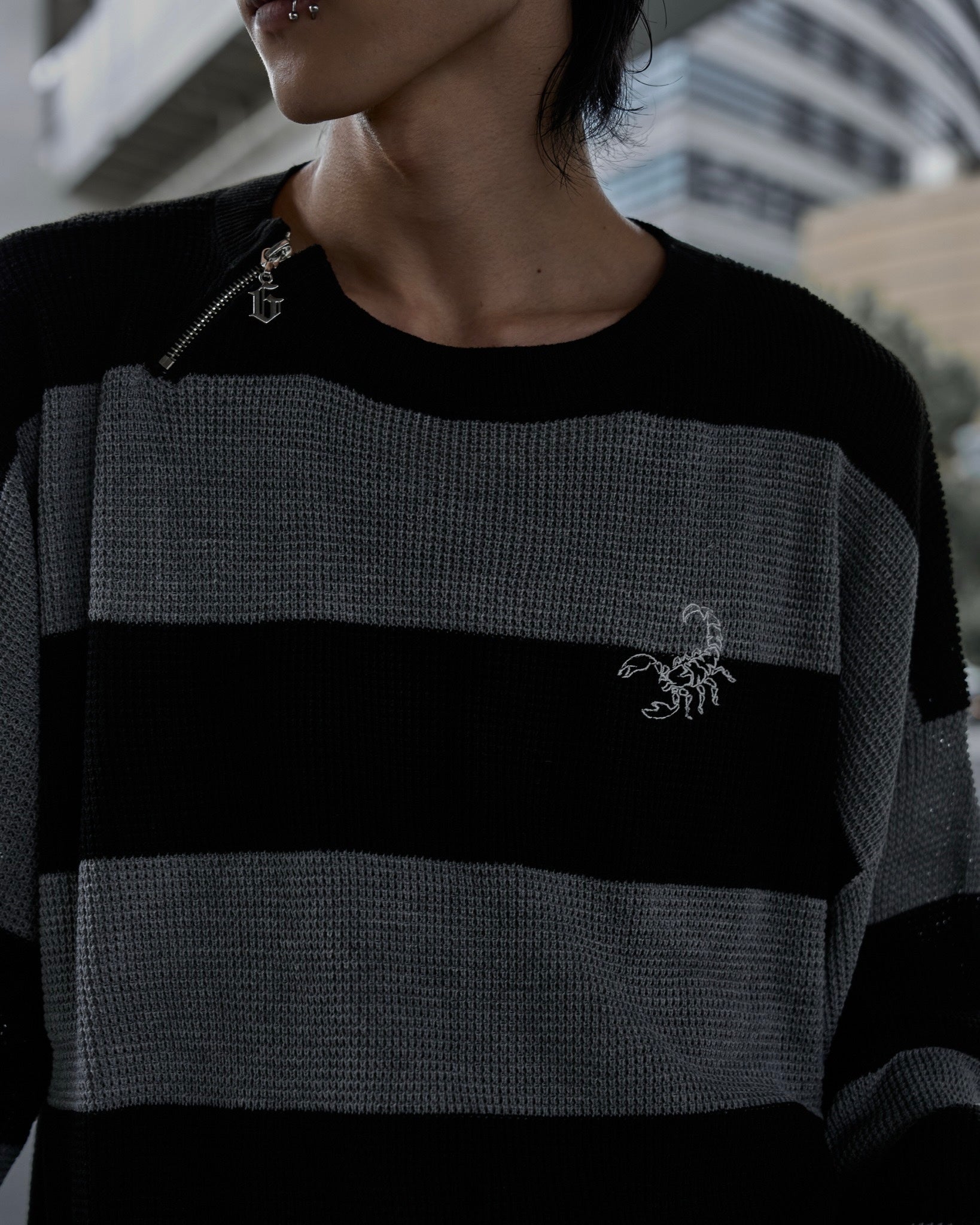 【再販】gibous scorpion mesh chuck border tops grey×black