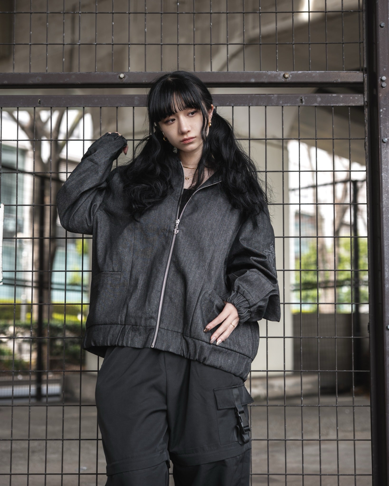 gibous snake cross corduroy denim jacket