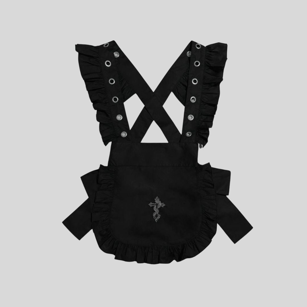 gibous snake cross punk apron black