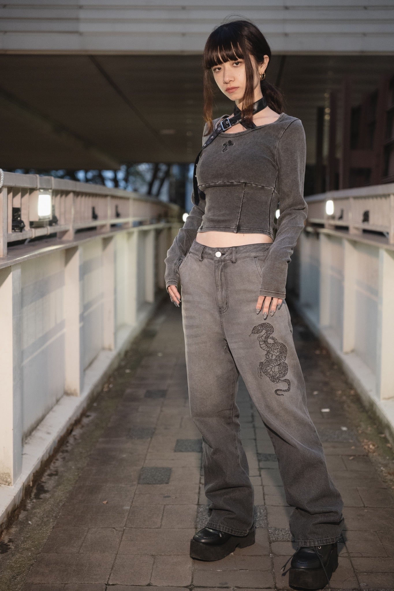 gibous snake cross neck belt 2way