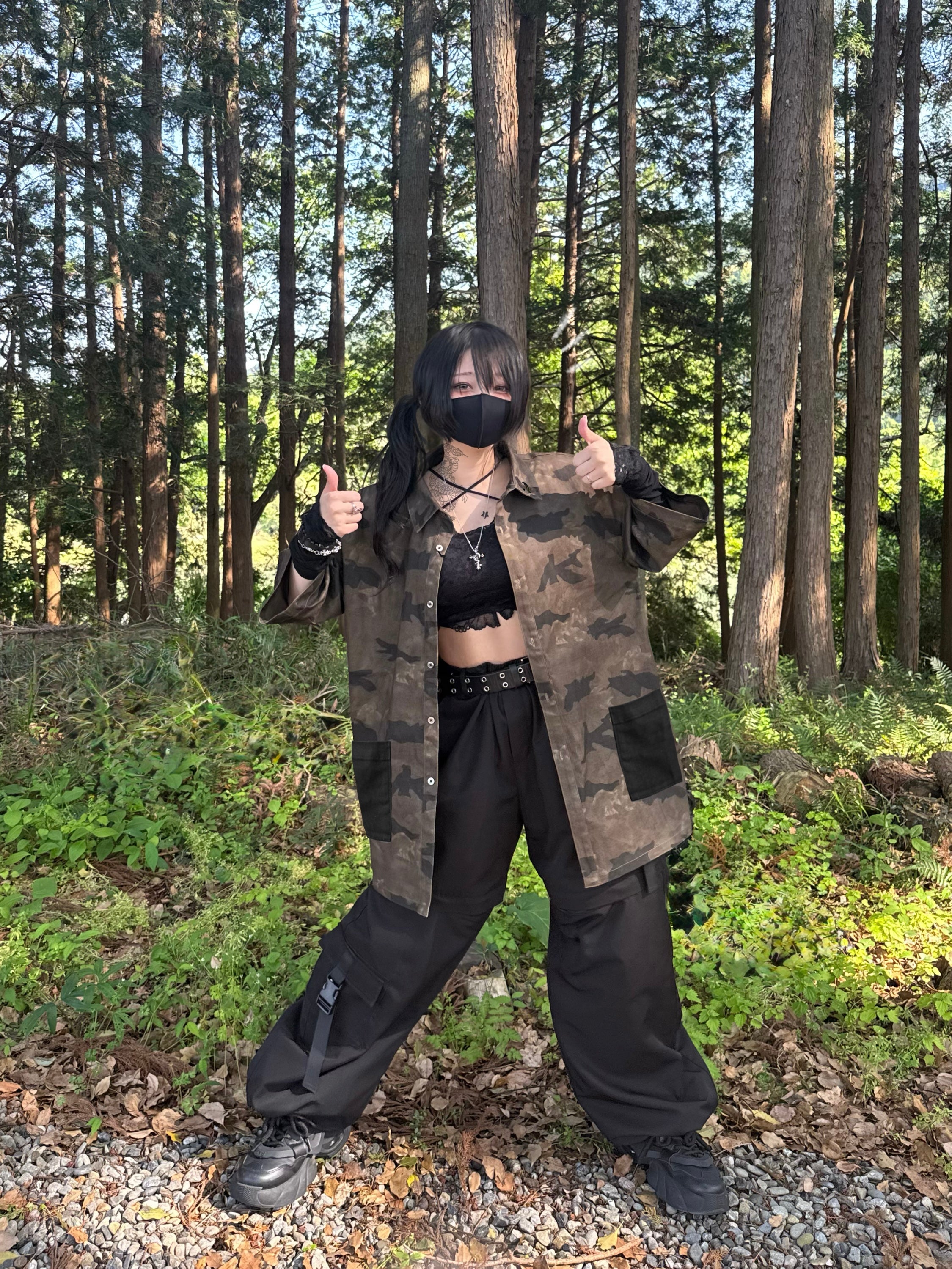 gibous Camouflage Scorpion Black Pocket Shirt