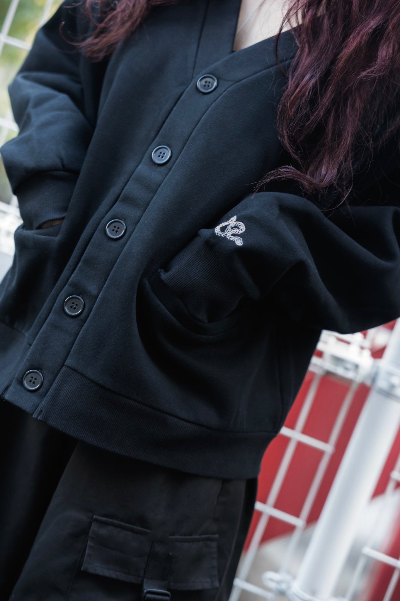 gibous×lhp sweat cardigan black