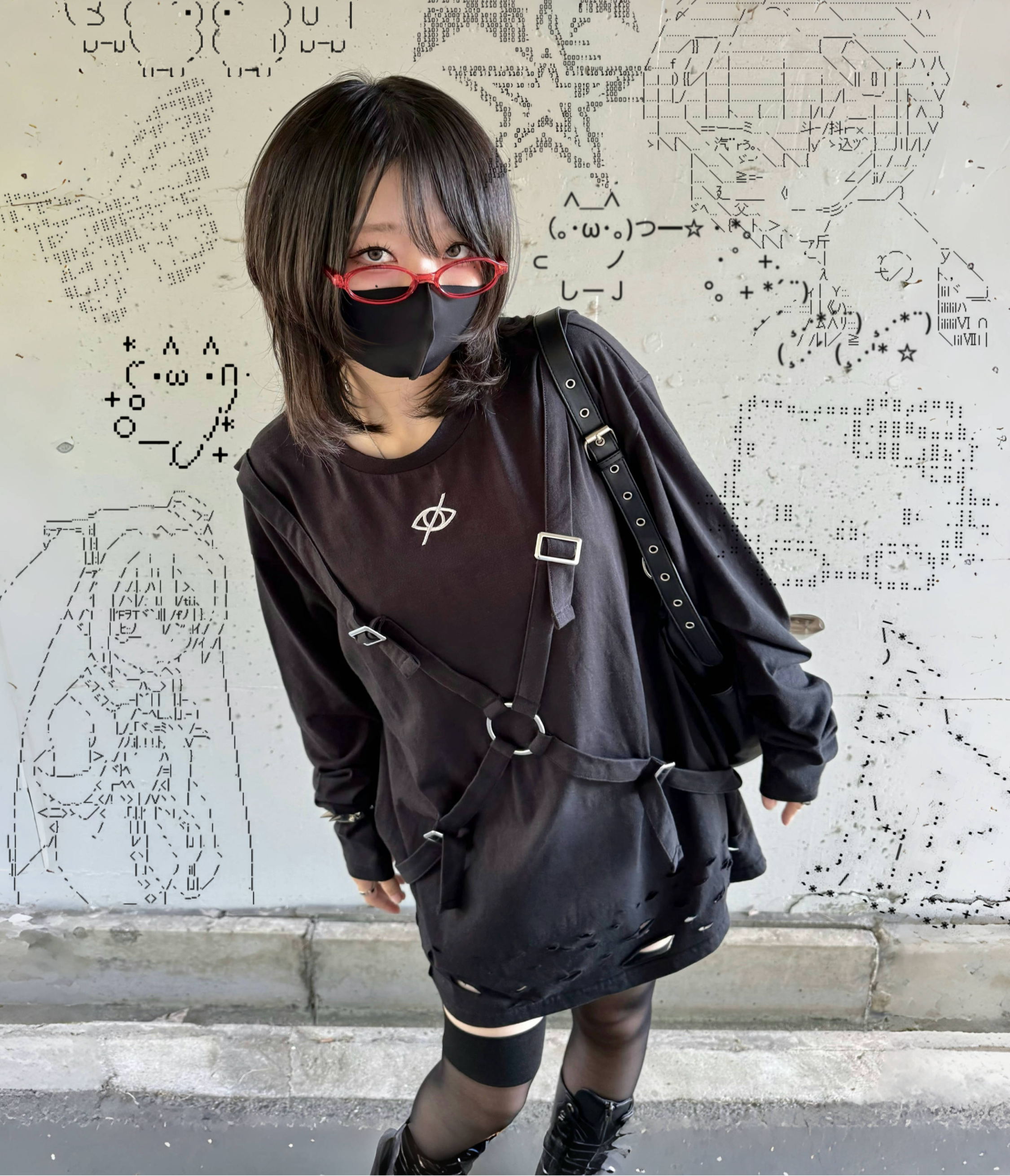 gibous×kry cross belt long t shirt