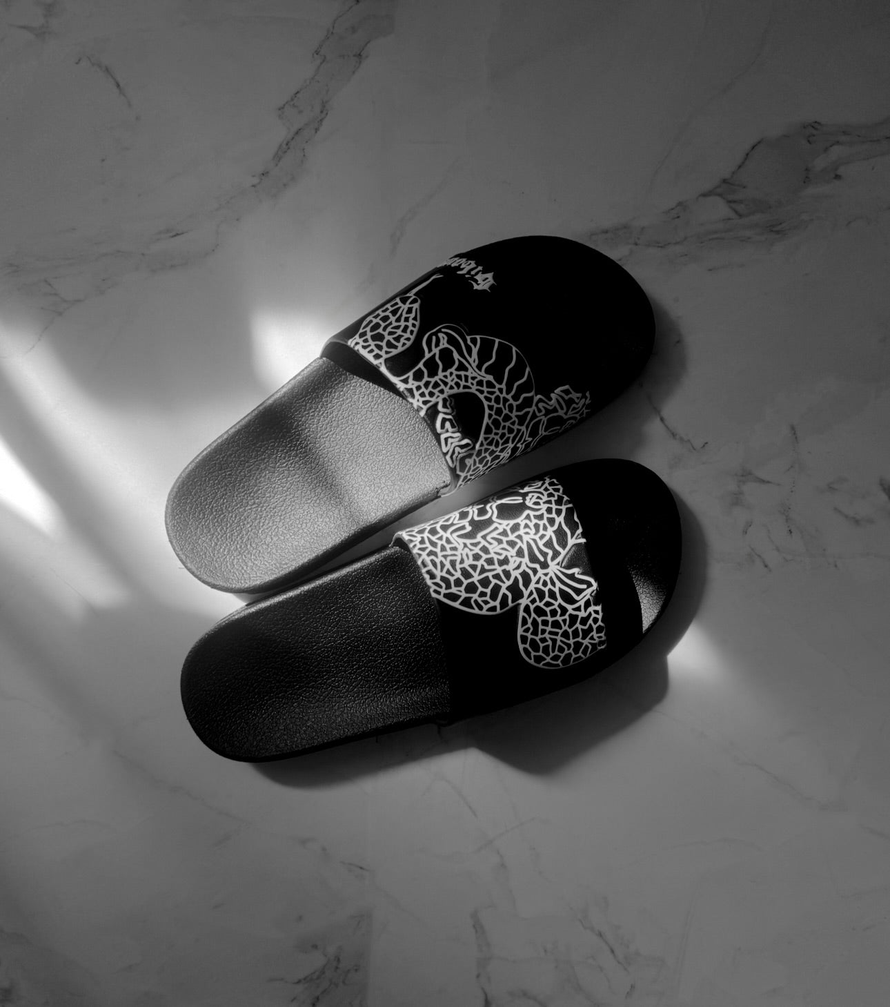 gibous gothic logo snake scorpion shower sandals