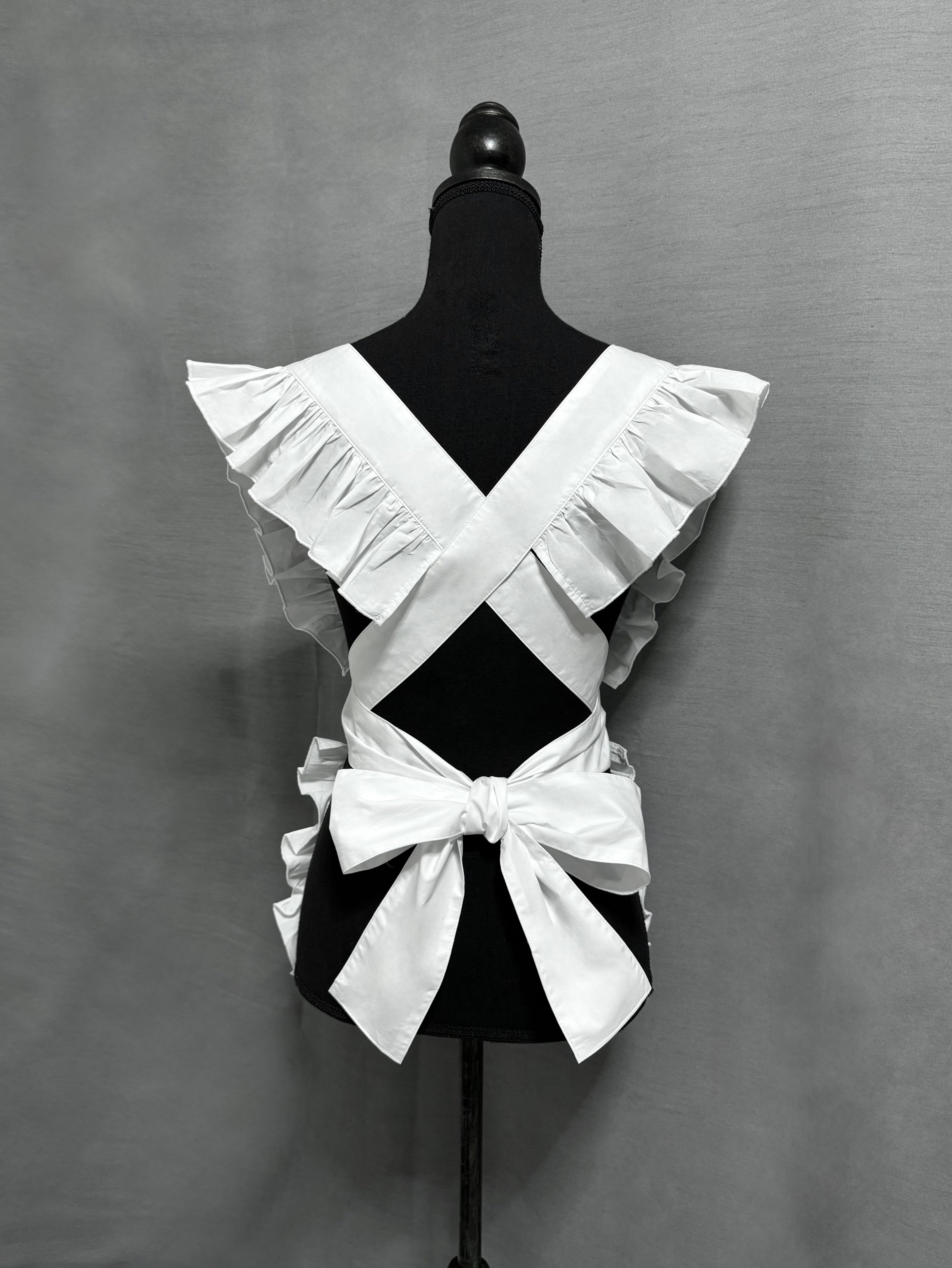 gibous snake cross apron white