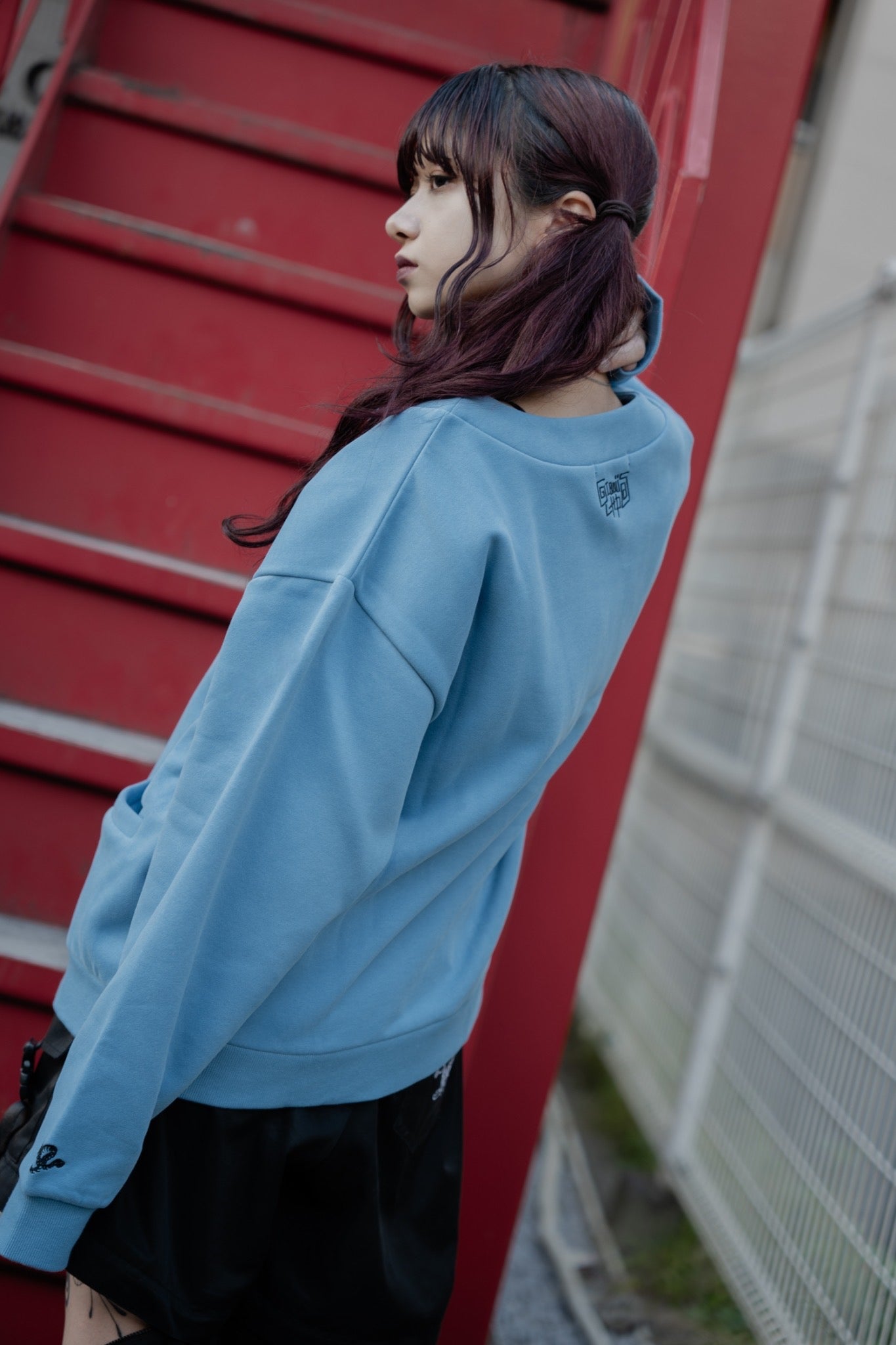 gibous×lhp sweat cardigan blue