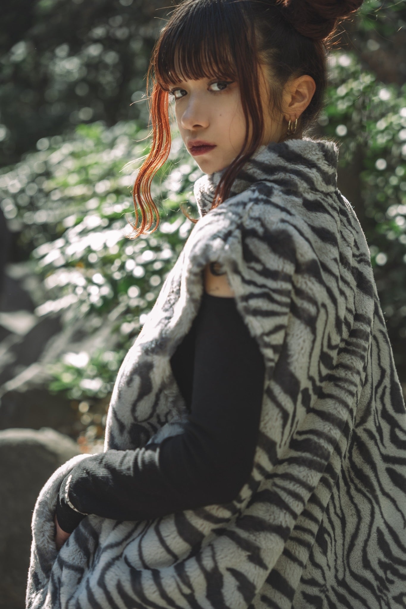 gibous zebra fur vest