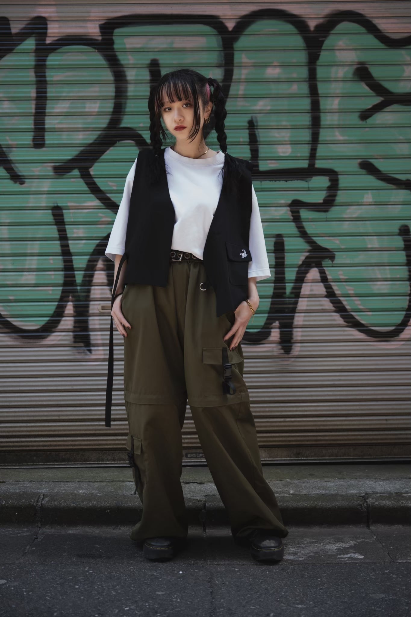 【再販】gibous scorpion zipper cargo trousers khaki