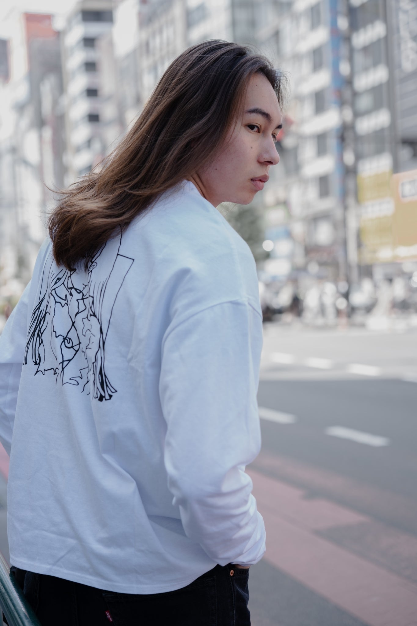 gibous×lhp twins girl long t shirt white