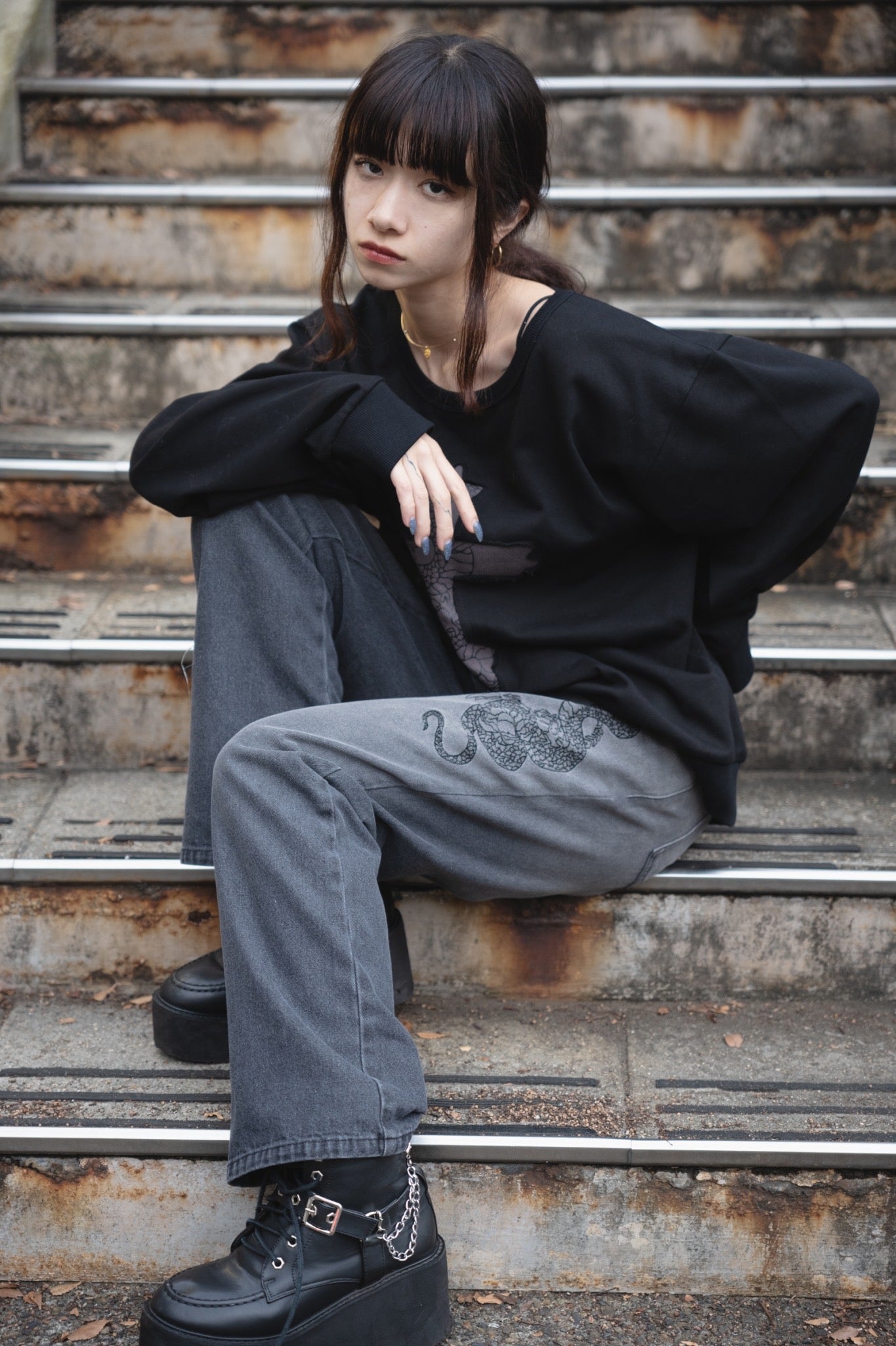 【再販】gibous snake scorpion smokey gradation denim