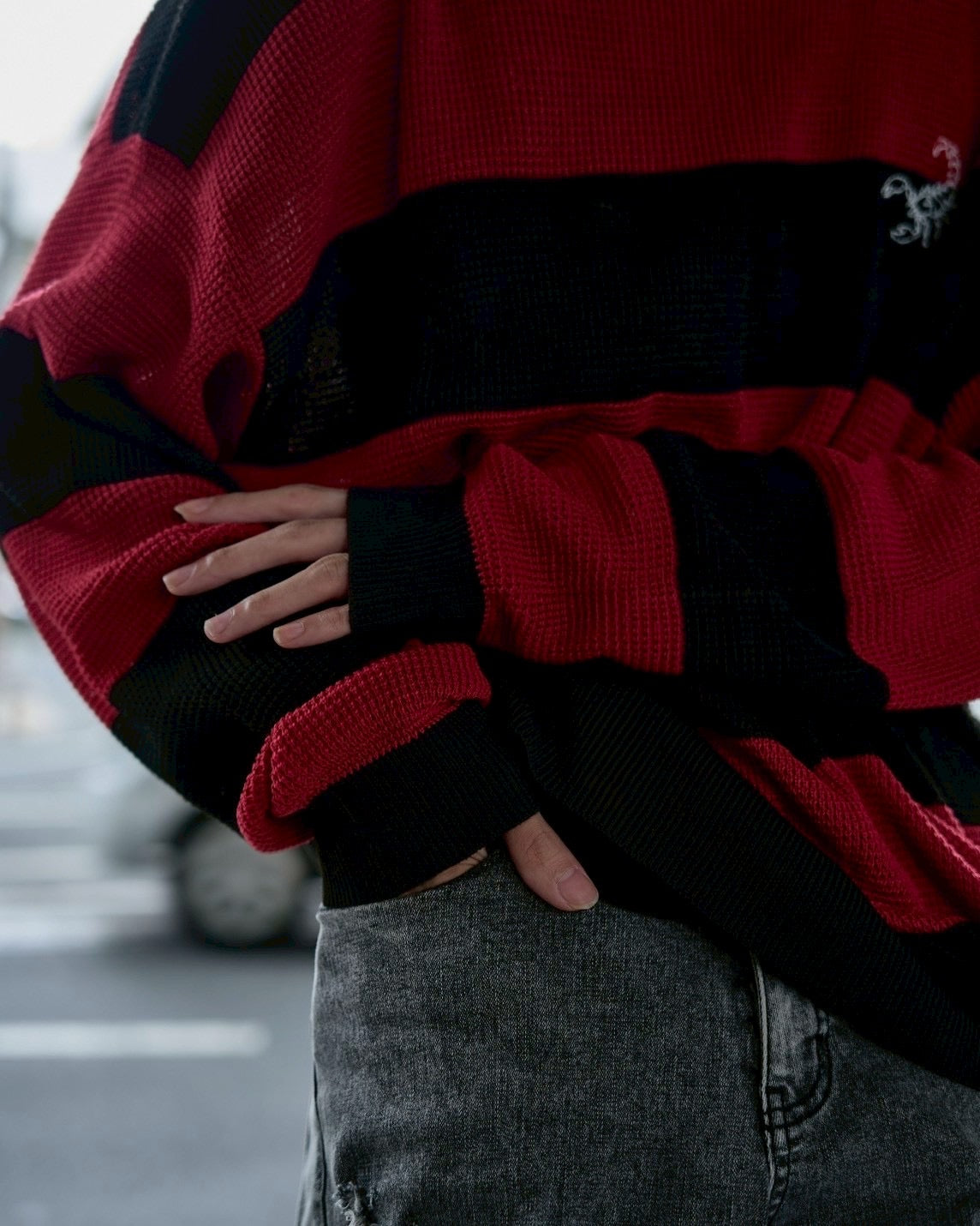 【再販】gibous scorpion mesh chuck border tops red×black