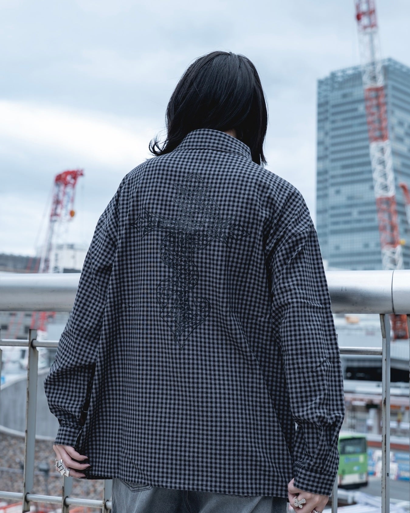 gibous check tribal snake cross shirt