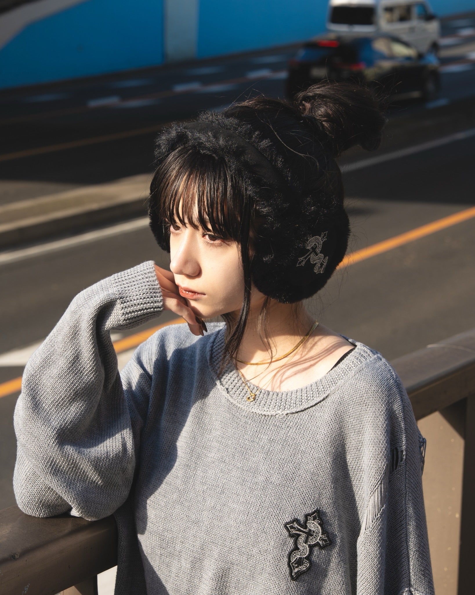 gibous snake cross black fur earflap