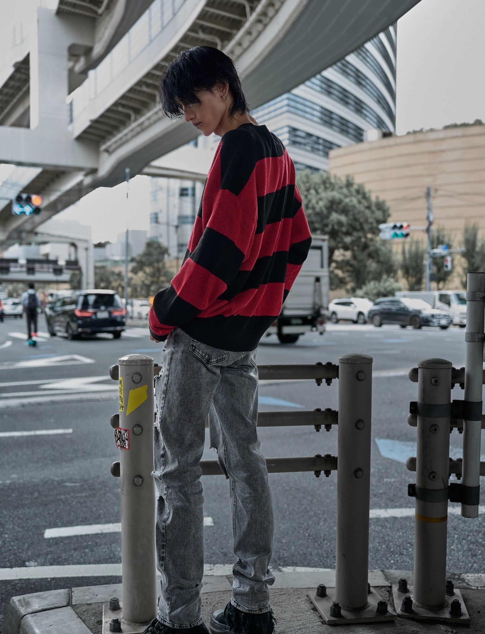 【再販】gibous scorpion mesh chuck border tops red×black