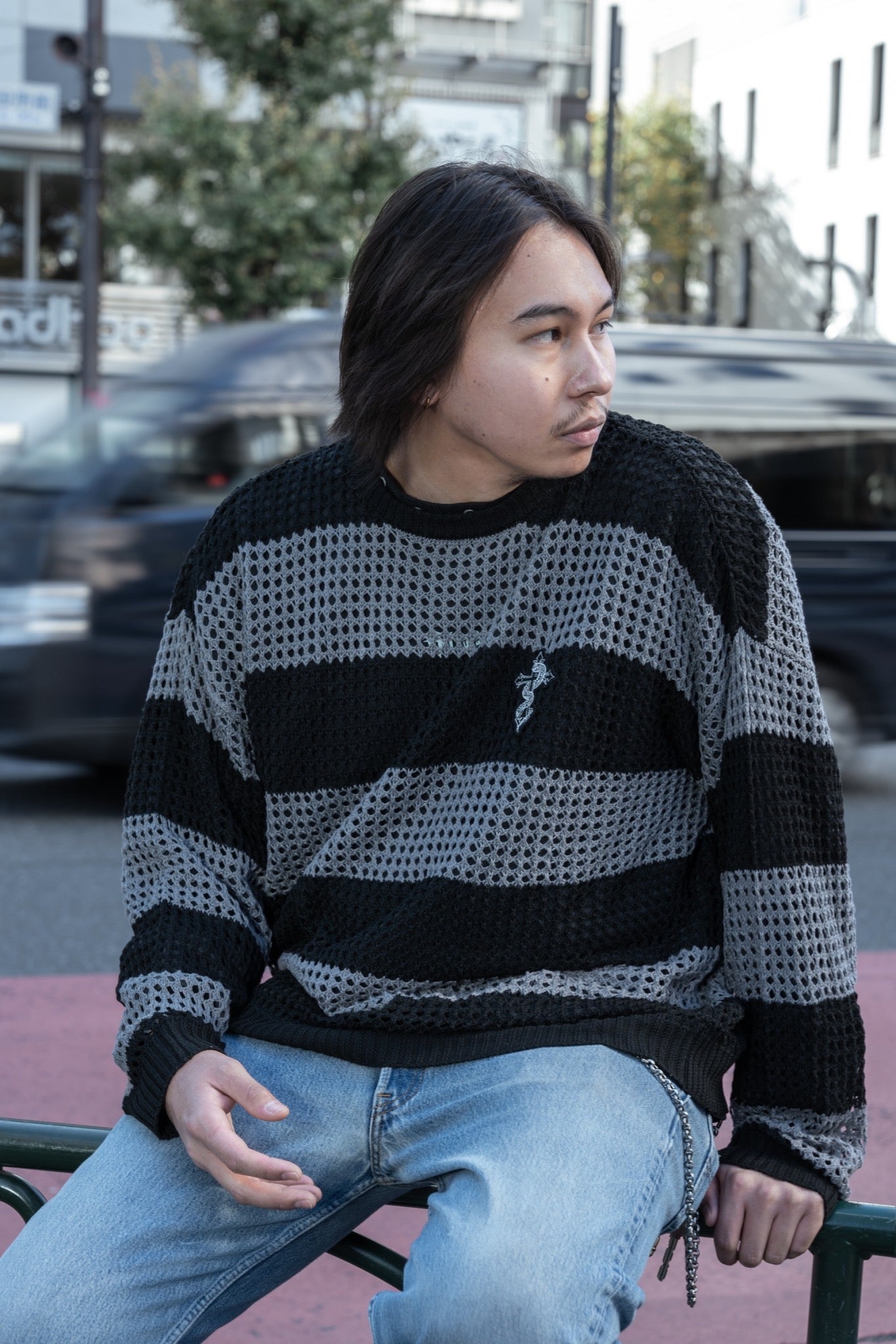 gibous snake cross border mesh knit