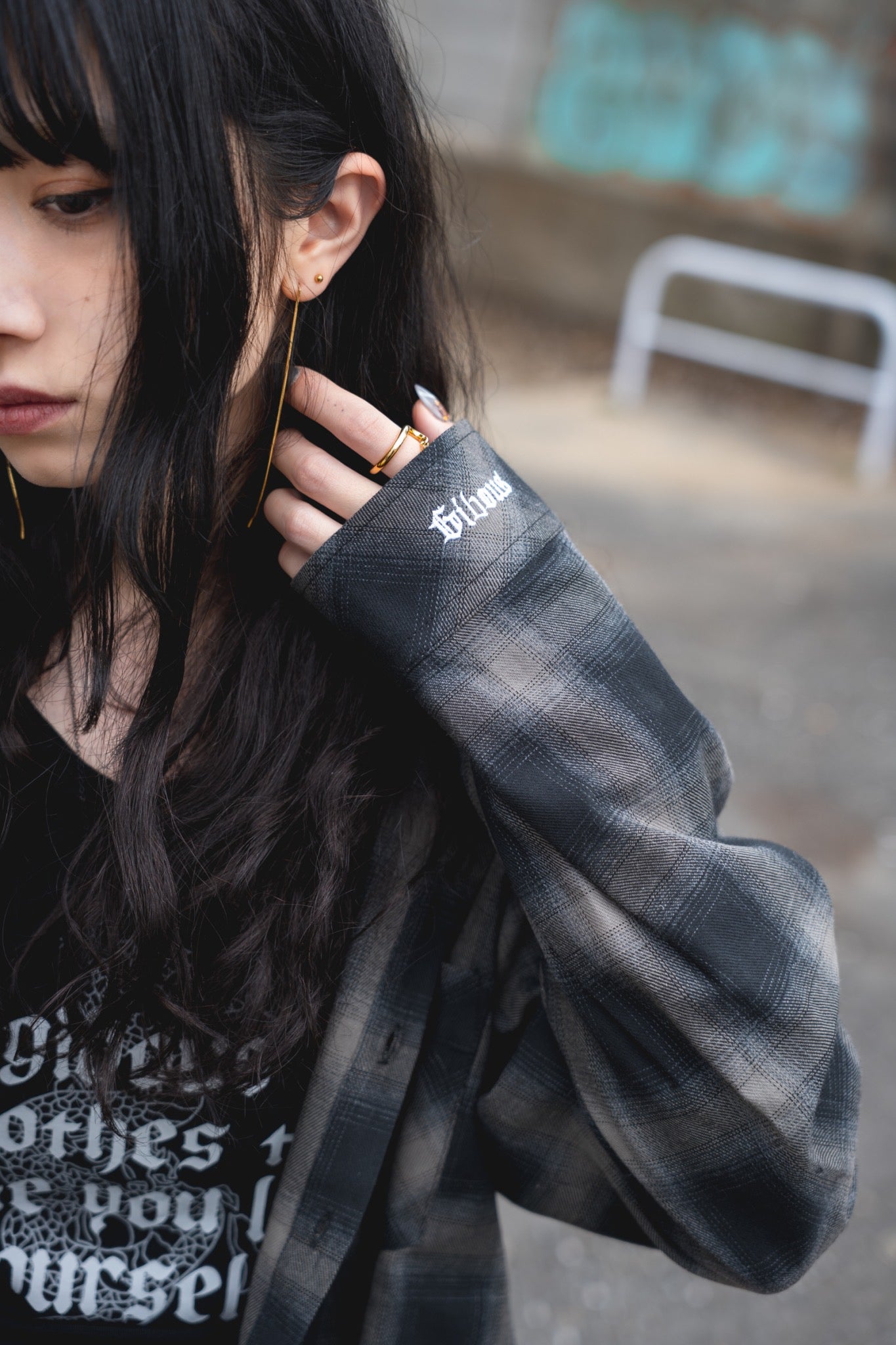 【再販】gibous snake scorpion check shirt hoodie