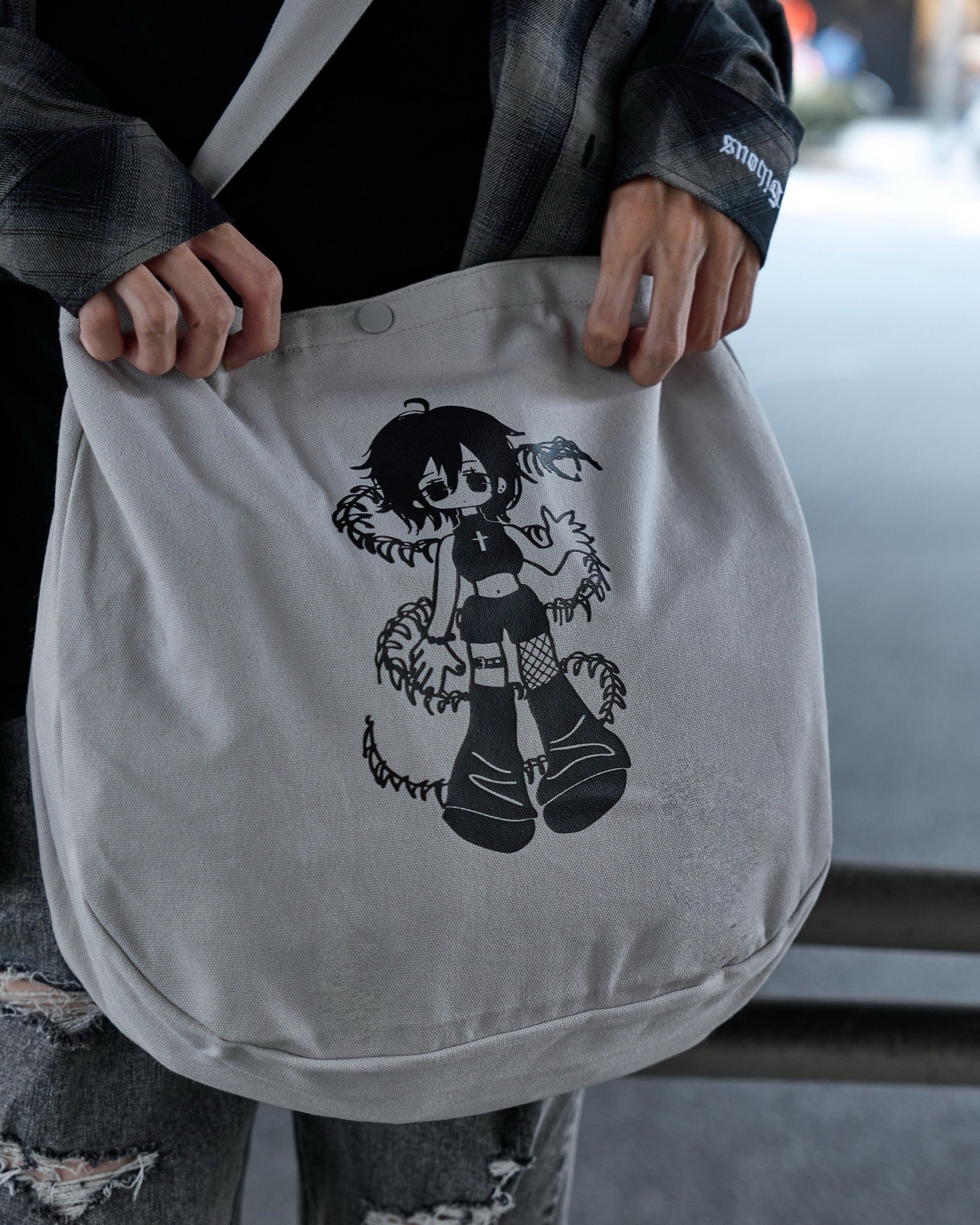 gibous snake bone girl newspaper bag