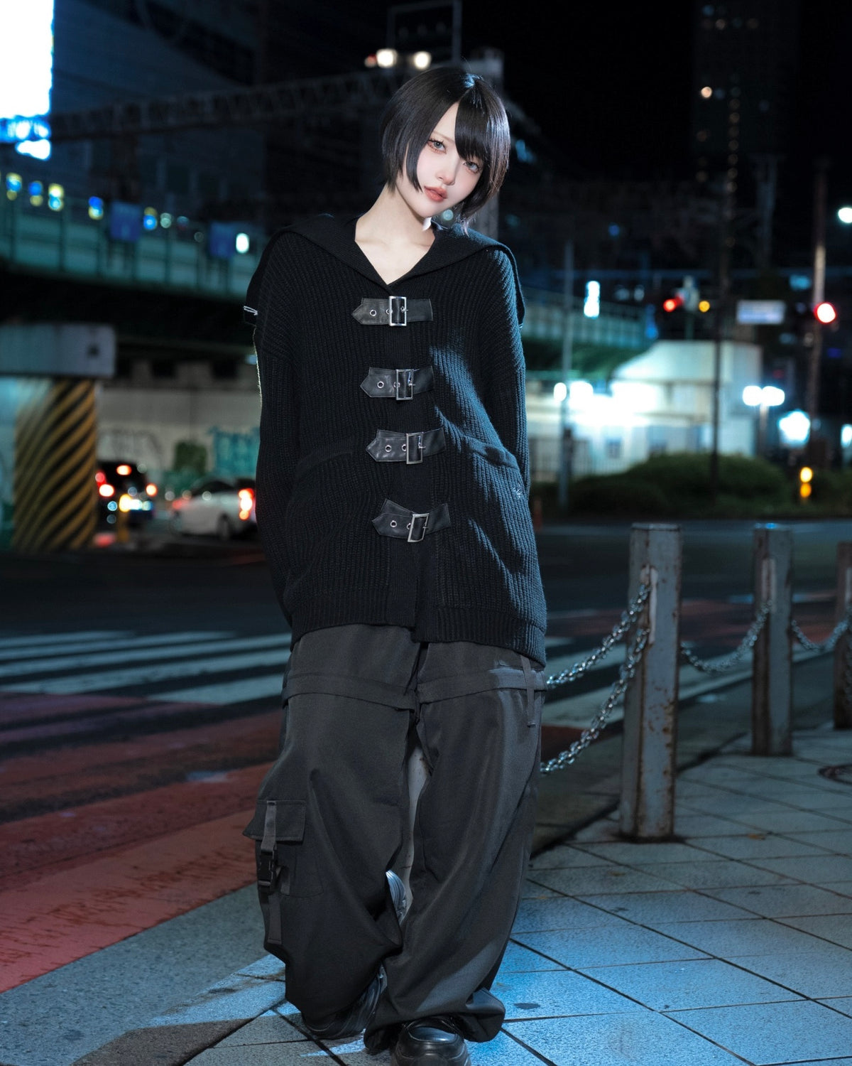 再販】gibous scorpion zipper cargo trousers black