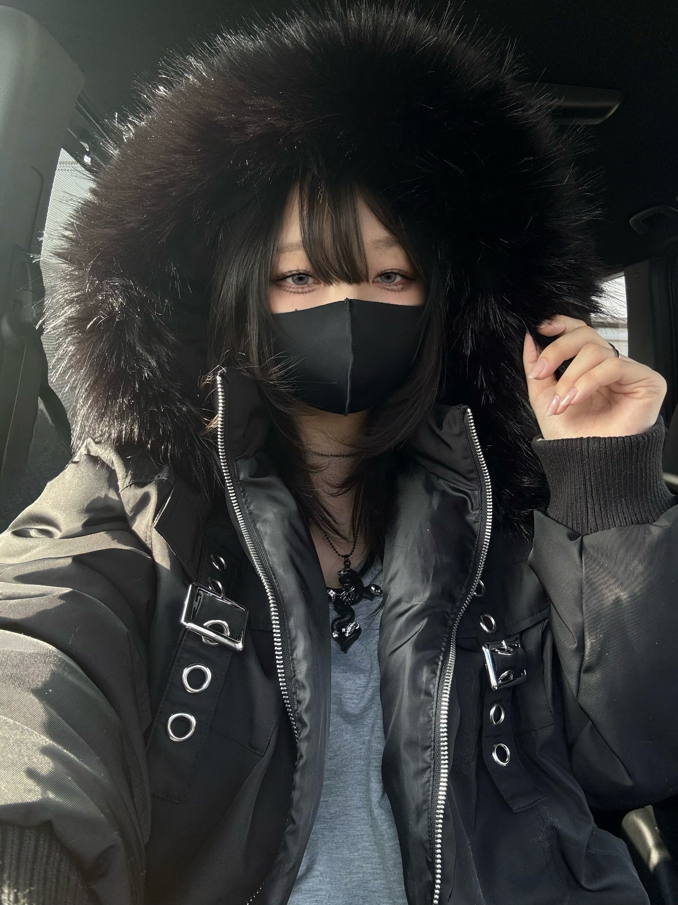 gibous snake cross pierce stock necklace black