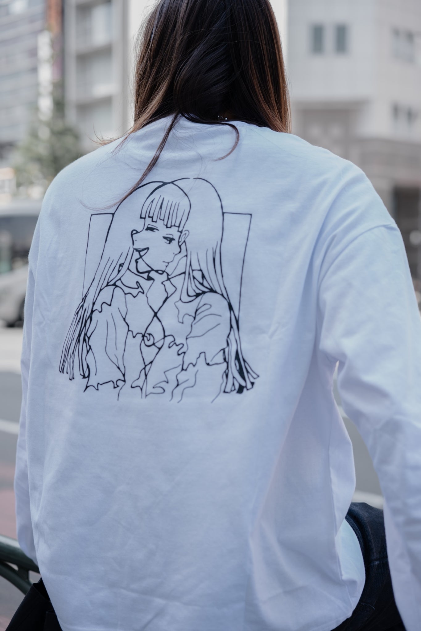 gibous×lhp twins girl long t shirt white