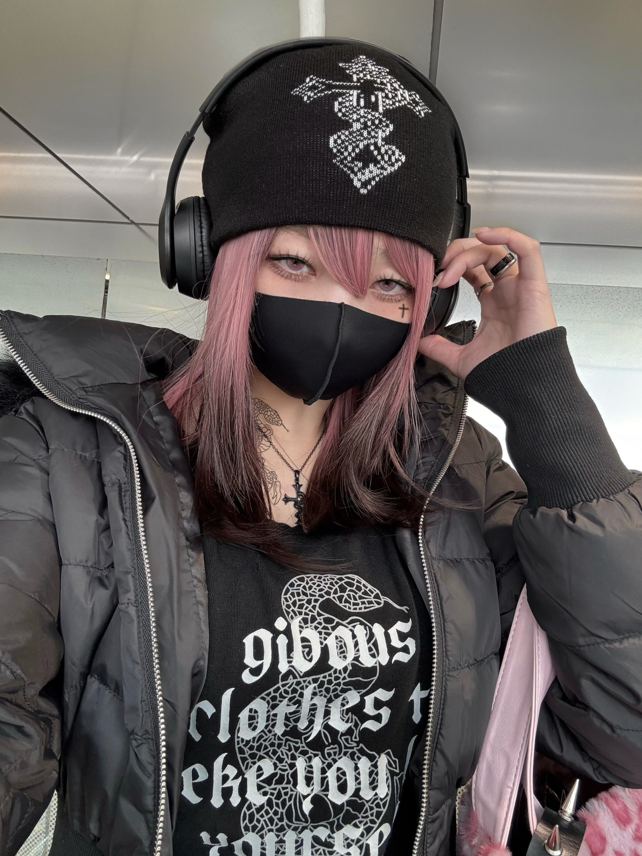 gibous snake cross digital beanie