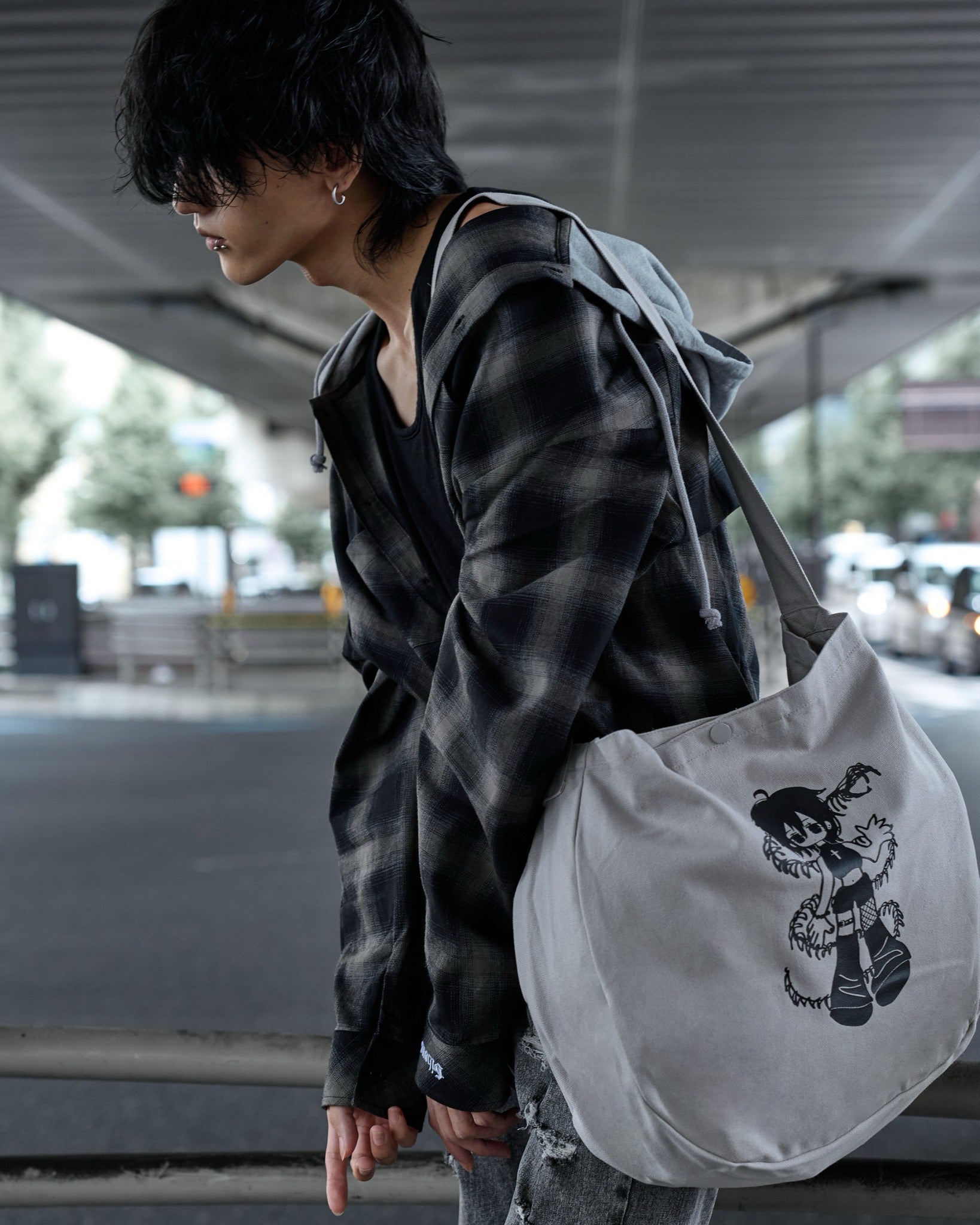 【再販】gibous snake scorpion check shirt hoodie